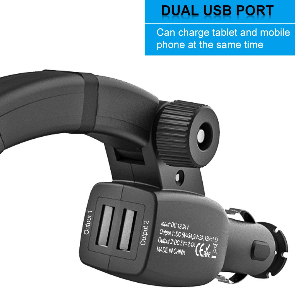 Woleyi Fast Charging Car Phone Holder, Dual Usb Port Car Charger Mount 360 Degree For Iphone 11 Pro Max 11 Xr Xs 8 Plus 8 And Al