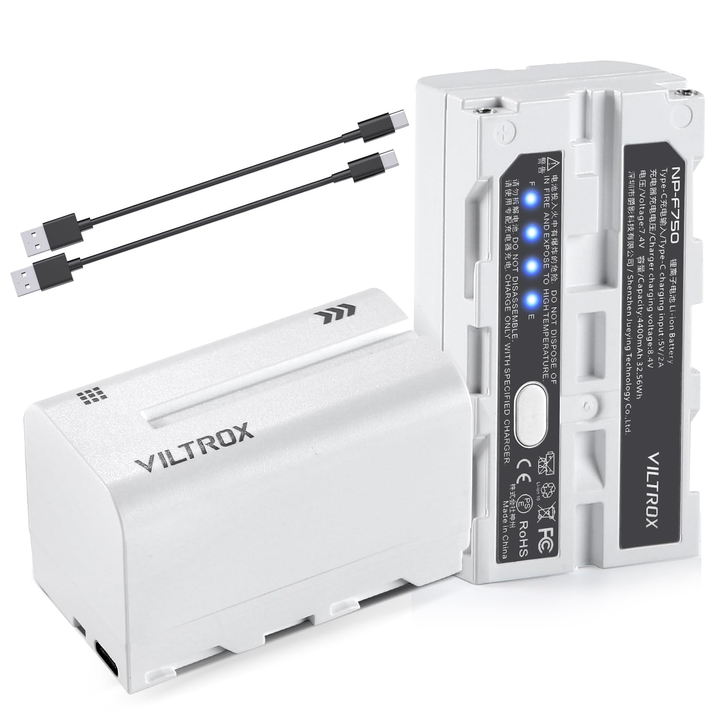 Viltrox Np F750 Battery 2 Packs, Replacement For Sony Np F550 F570 F750 F770 F950 F960 F970, Compatible With Led Light/Monitor/C