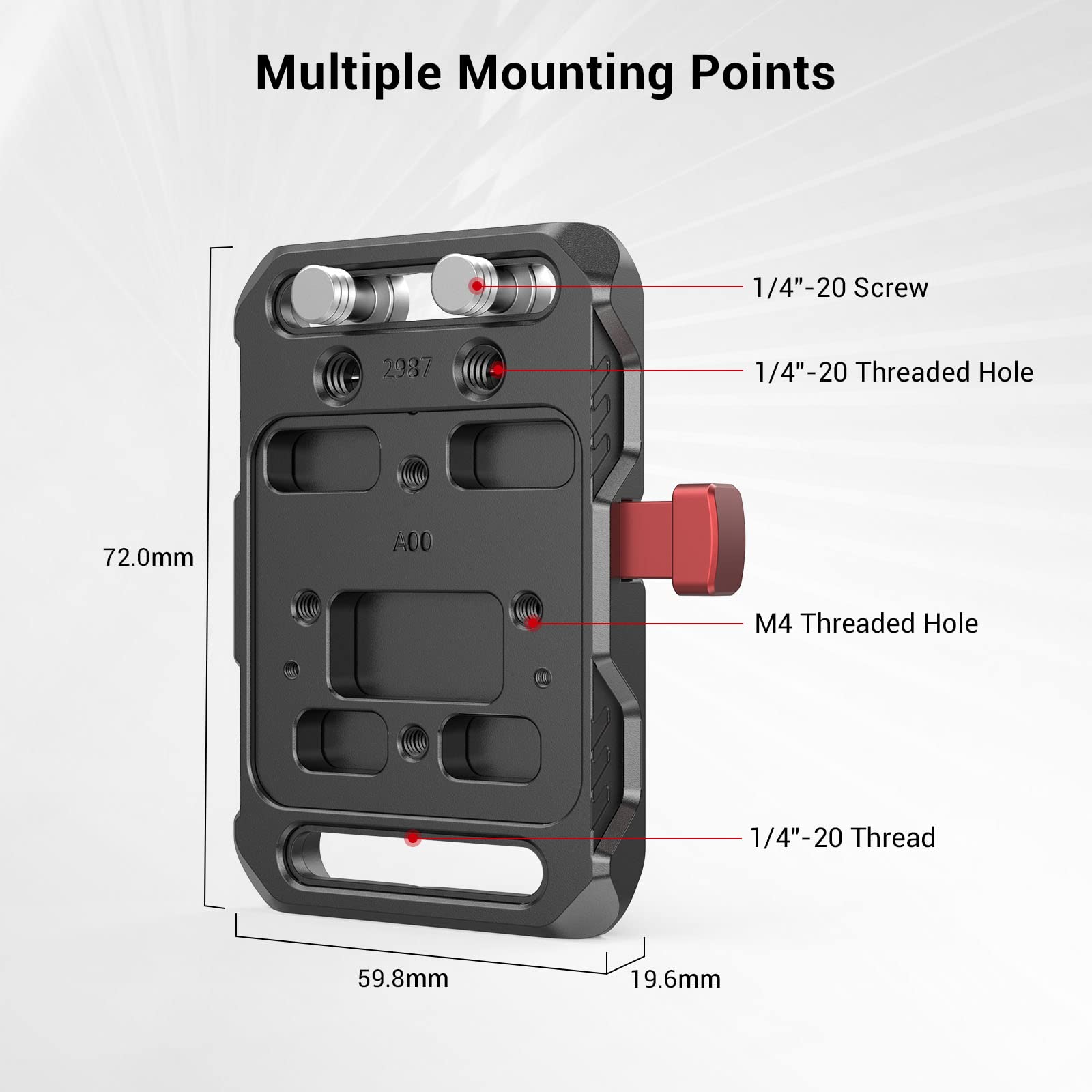 Smallrig Mini V Mount Battery Plate, V-Lock Mount Battery Plate With 1/4-20 Threads - 2987