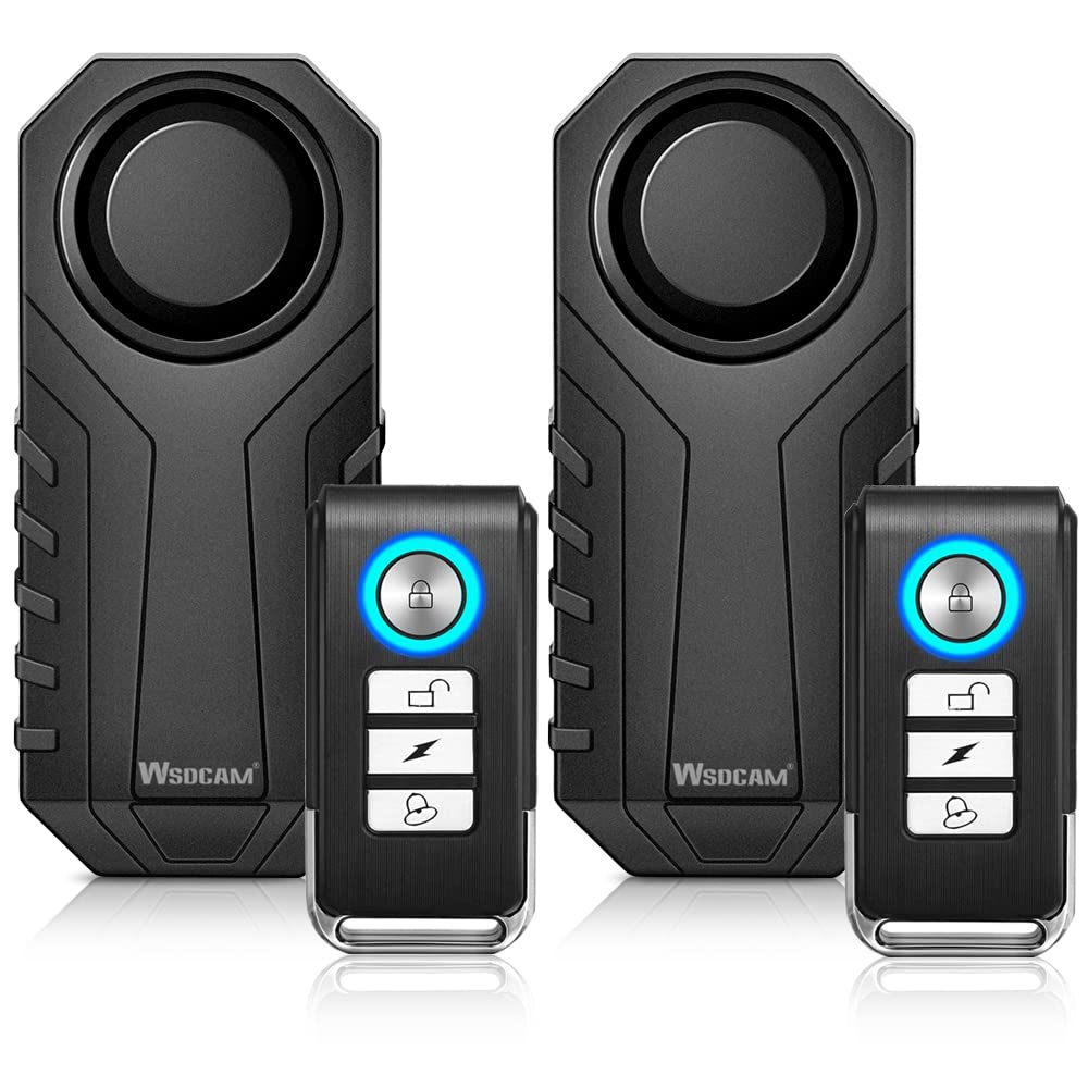 Wsdcam Bike Alarm With Remote 2 Pack, 113Db Wireless Anti Theft Vibration Motorcycle Bicycle Alarm Vehicle Security Alarm System