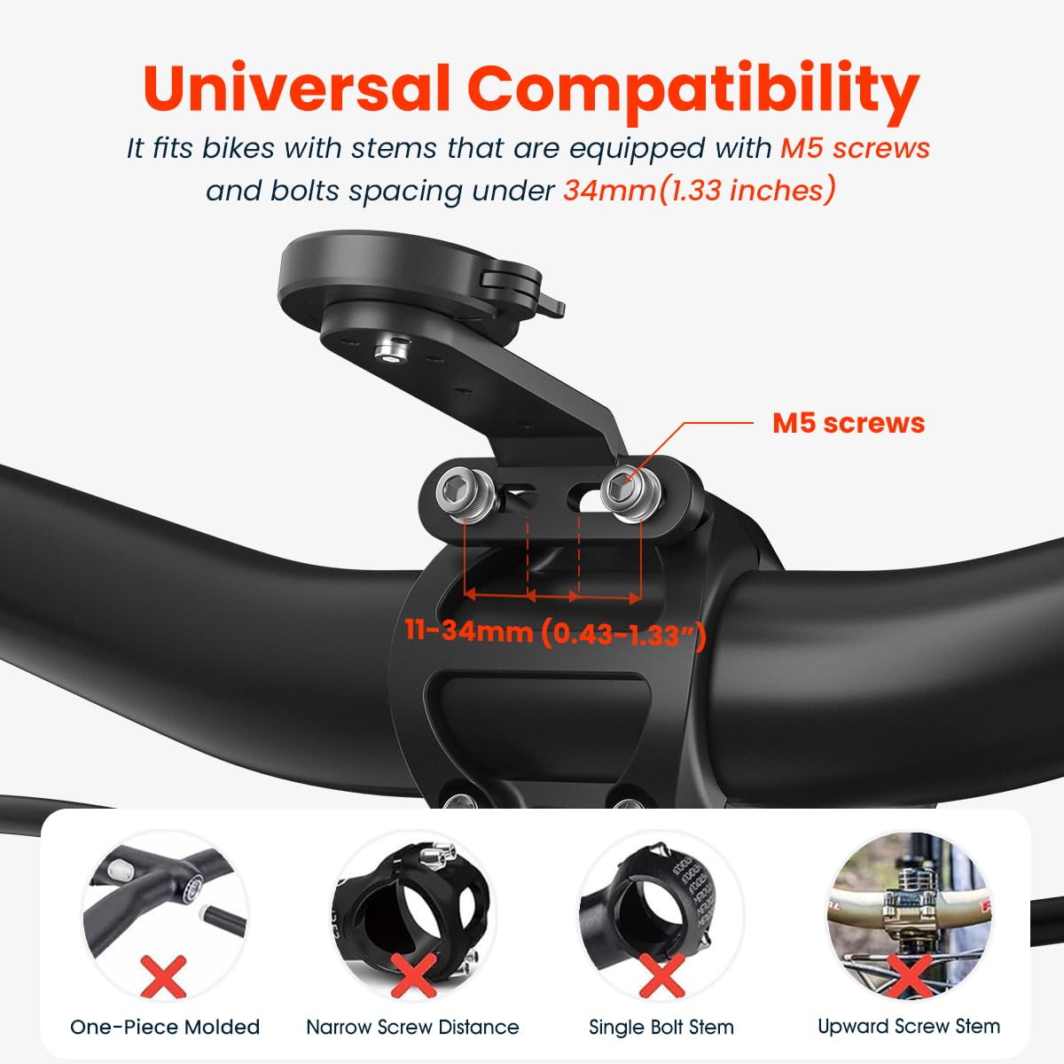 Sincetop Bike Phone Holder, Aluminum Out-Front Bicycle Stem/Handlebar Phone Mount - 1S Quick Lock And Release Bicycle Phone Hold