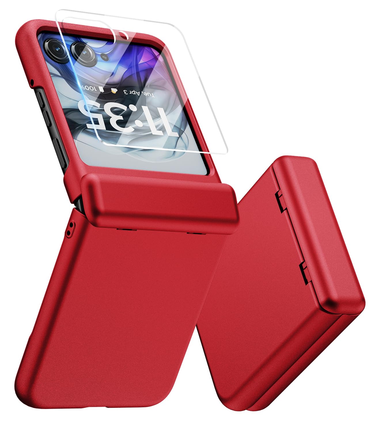 MAKAVO for Motorola Razr 2025 Case, Built-in Outer Screen Protector & Hinge Protection, Slim Fit Hard Full Body Shockproof Phone