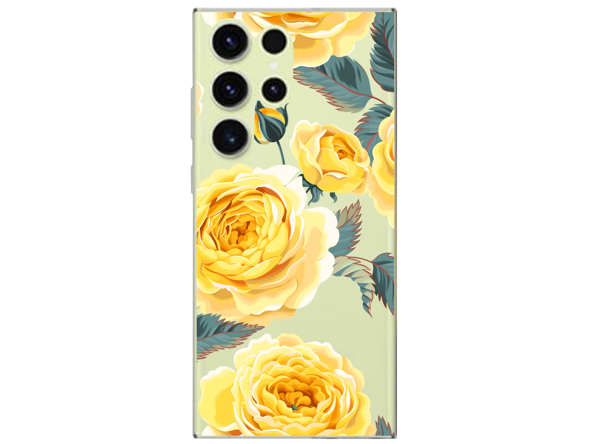 Blingy's Samsung Galaxy S23 Ultra Phone Case BL-S2309 Floral Roses Clear TPU Yellow Roses 6.8 Inch