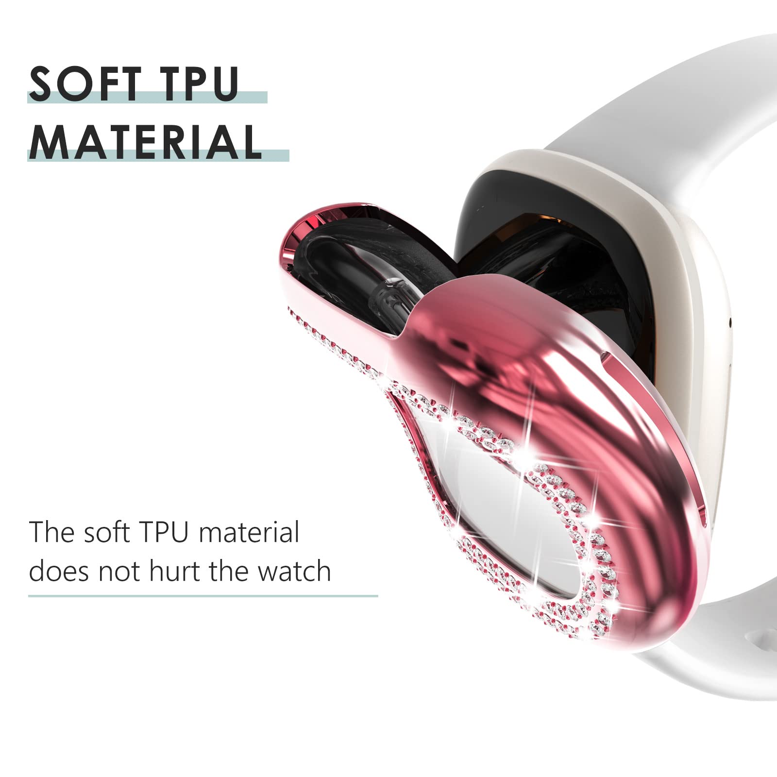 Chanchy 4 Pack Compatible With Fitbit Versa 4 Screen Protector Case, Soft Tpu Full Protective Case Cover Bumper Bling Crystal Di