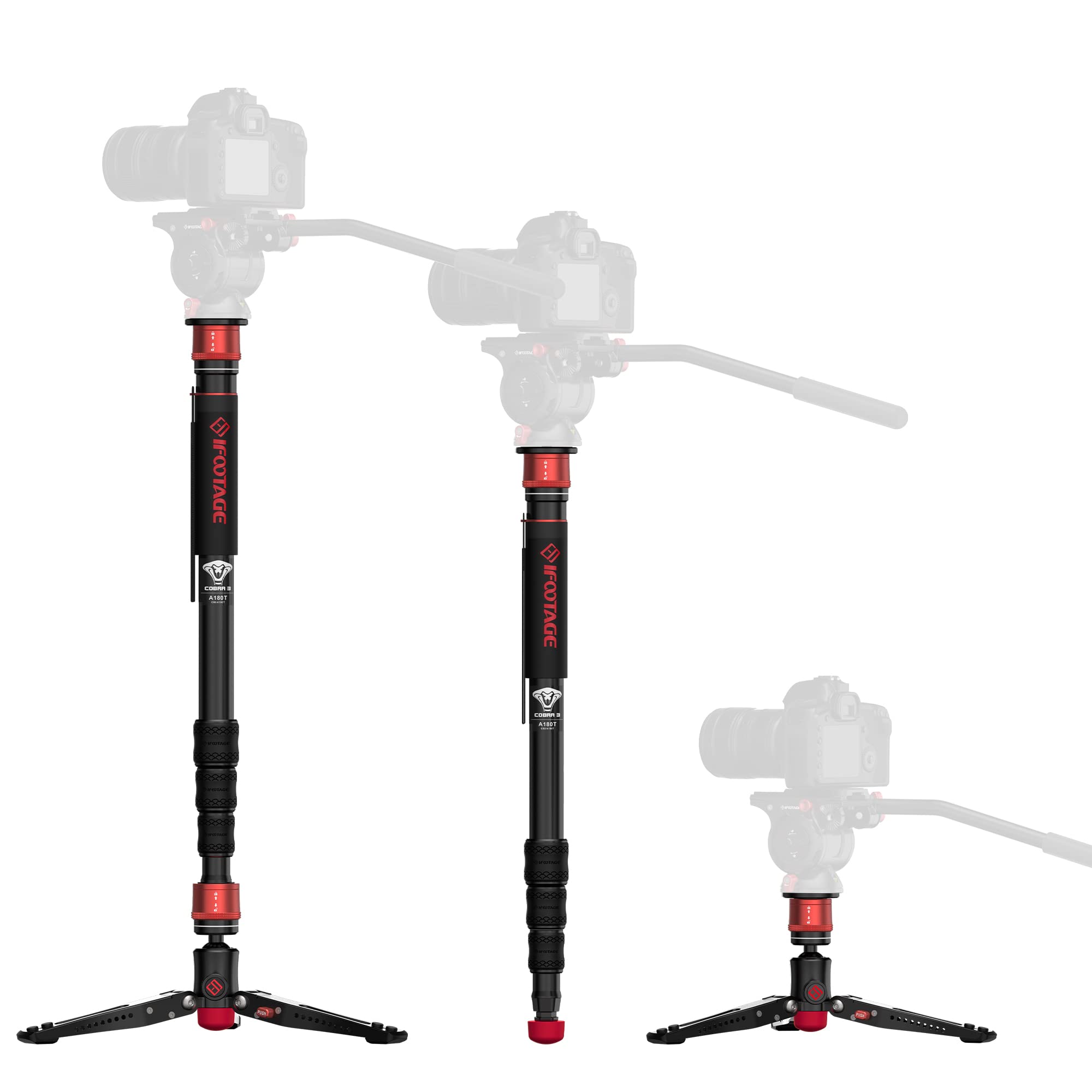 Ifootage 71'' Monopod For Cameras, Lightweight Travel Monopod With Feet, Professional Aluminum Camera Monopod, Compatible With S