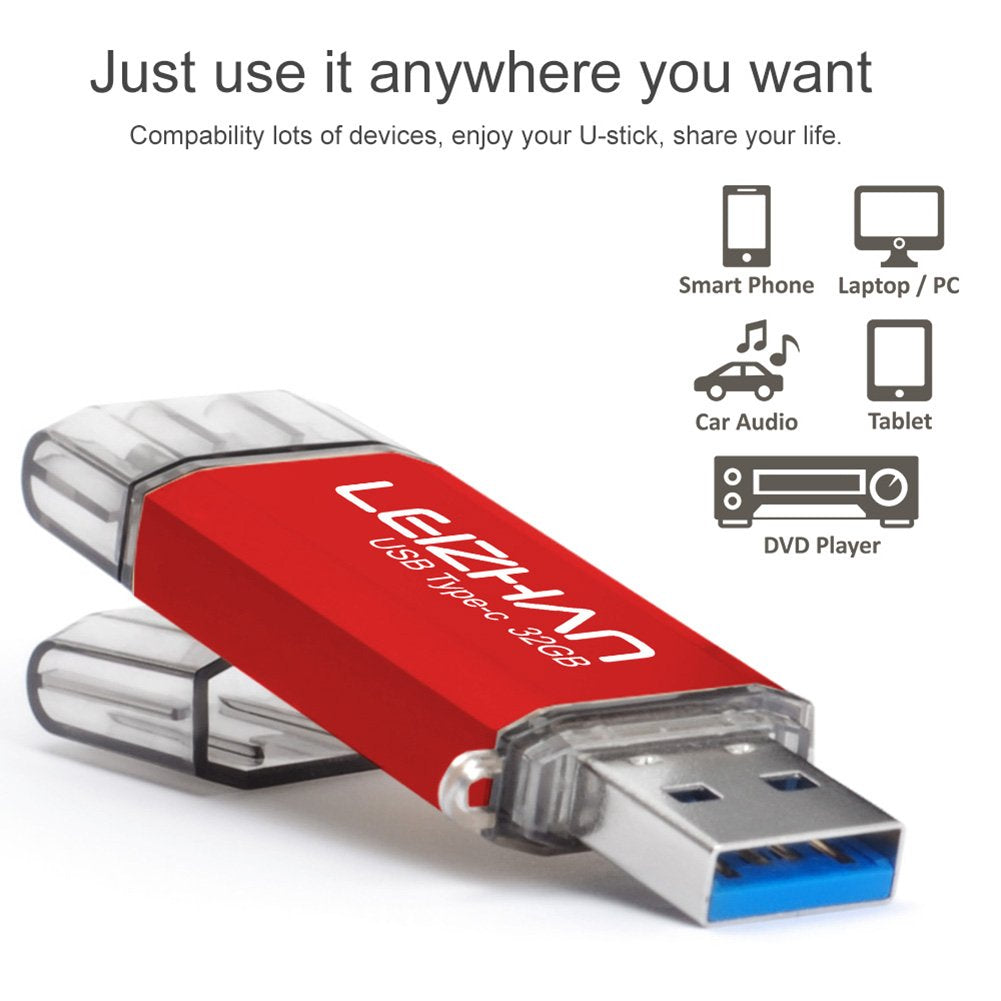 Leizhan Usb 3.0 Usb Flash Drive Type C Memory Stick, 32Gb Photo Stick For Samsung Galaxy S9, S8, S8 Plus, Lg G6, Google Pixel Xl