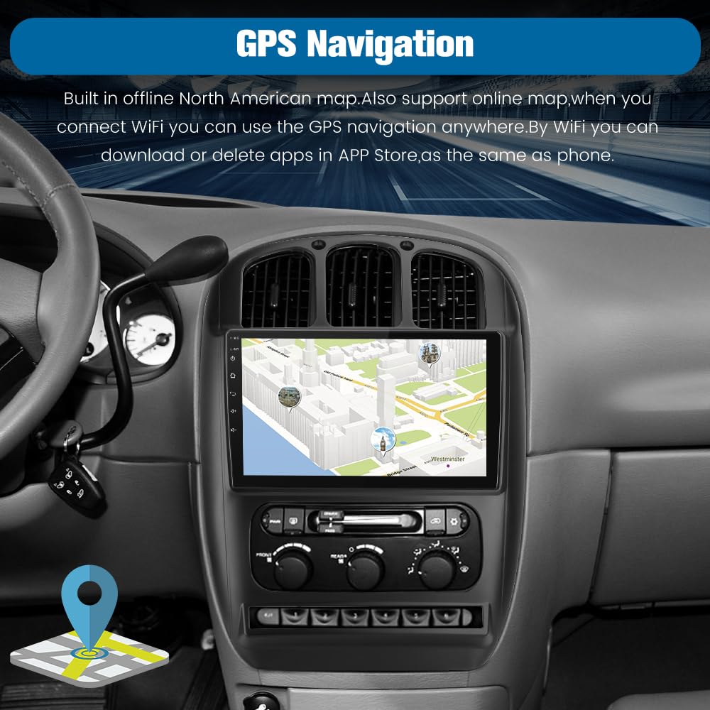 2+64Gb 10.1 Inch Touchscreen Car Radio Stereo For Dodge Caravan Chrysler Town&Country 2001 2007 Android 12 Carplay Android Auto