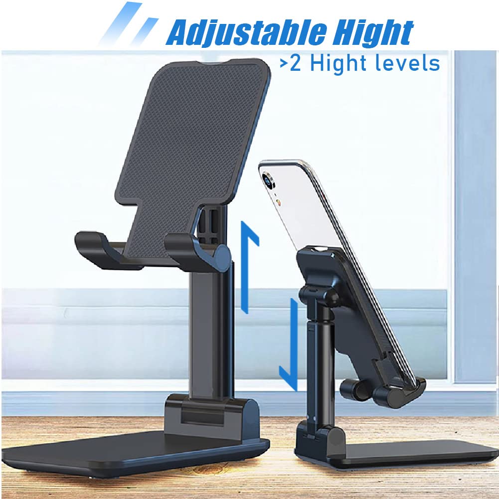 Ogmaple Phone Holder For Desk, Mt 6 Cell Phone Stand For Desk Universal Cellphone Stand Holder Foldable & Height Adjustable Comp