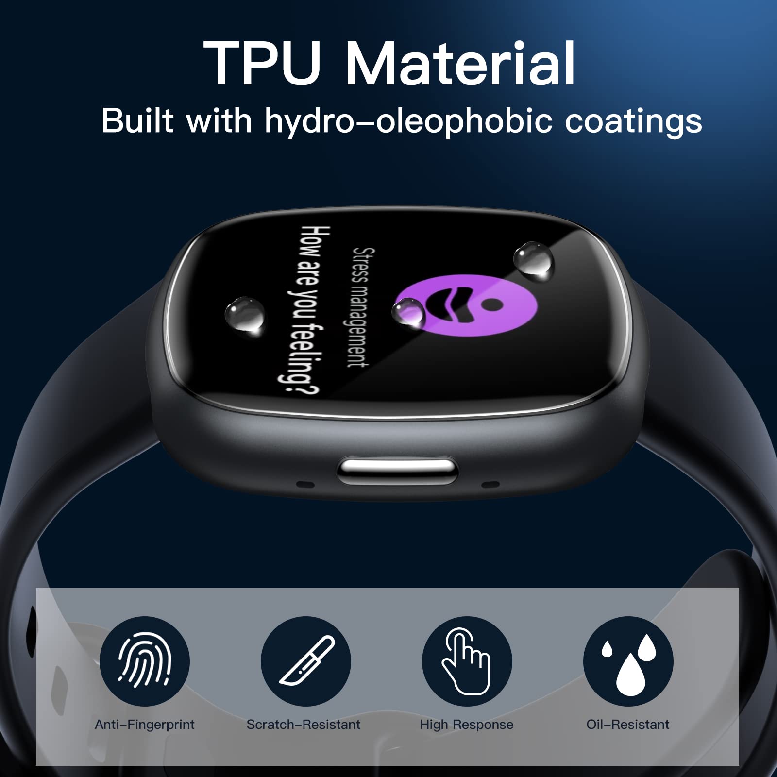 Jetech Screen Protector For Smartwatch Fitbit Versa 4/Sense 2, Anti Scratch Flexible Tpu Film, Hd Clear, 6 Pack