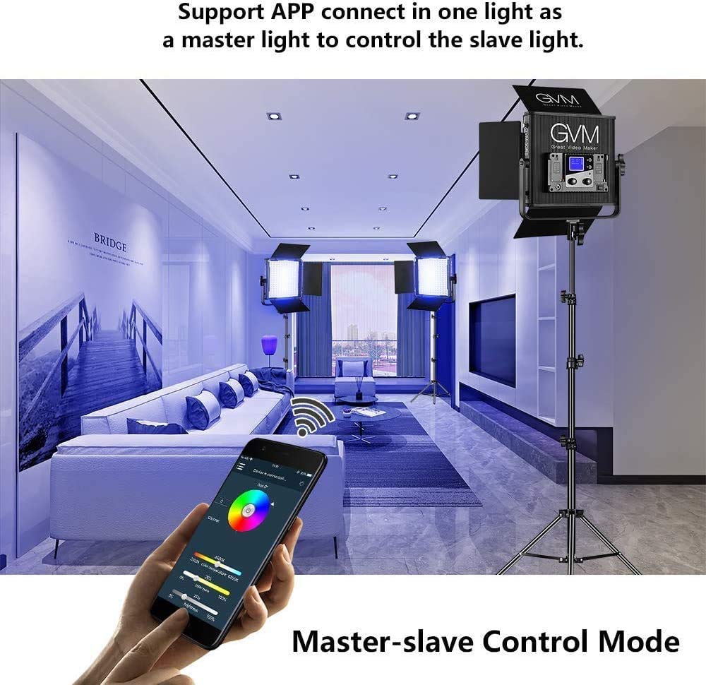 Gvm 50Rs Rgb Led Video Light, 50W Video Lighting Kit With App Control, 360Full Color Led Panel Light For Gaming, Streaming, Yout
