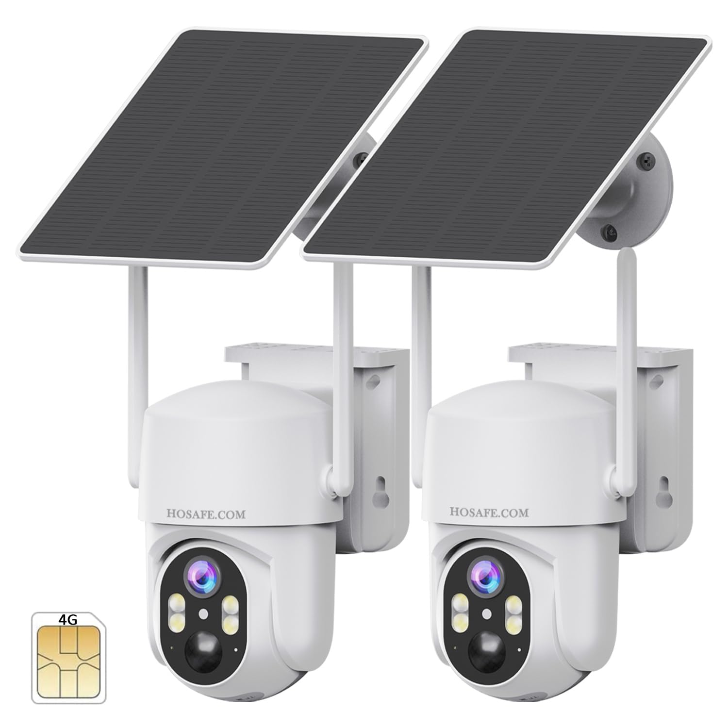 4G Lte Cellular Security Camera No Internet Needed, Solar No Wifi Security Camera Outdoor Wireless With Sim Card Jobsite, 2K Color Night Version, 360 Live View, Motion Detection, 2 Way Audio, 2 Packs