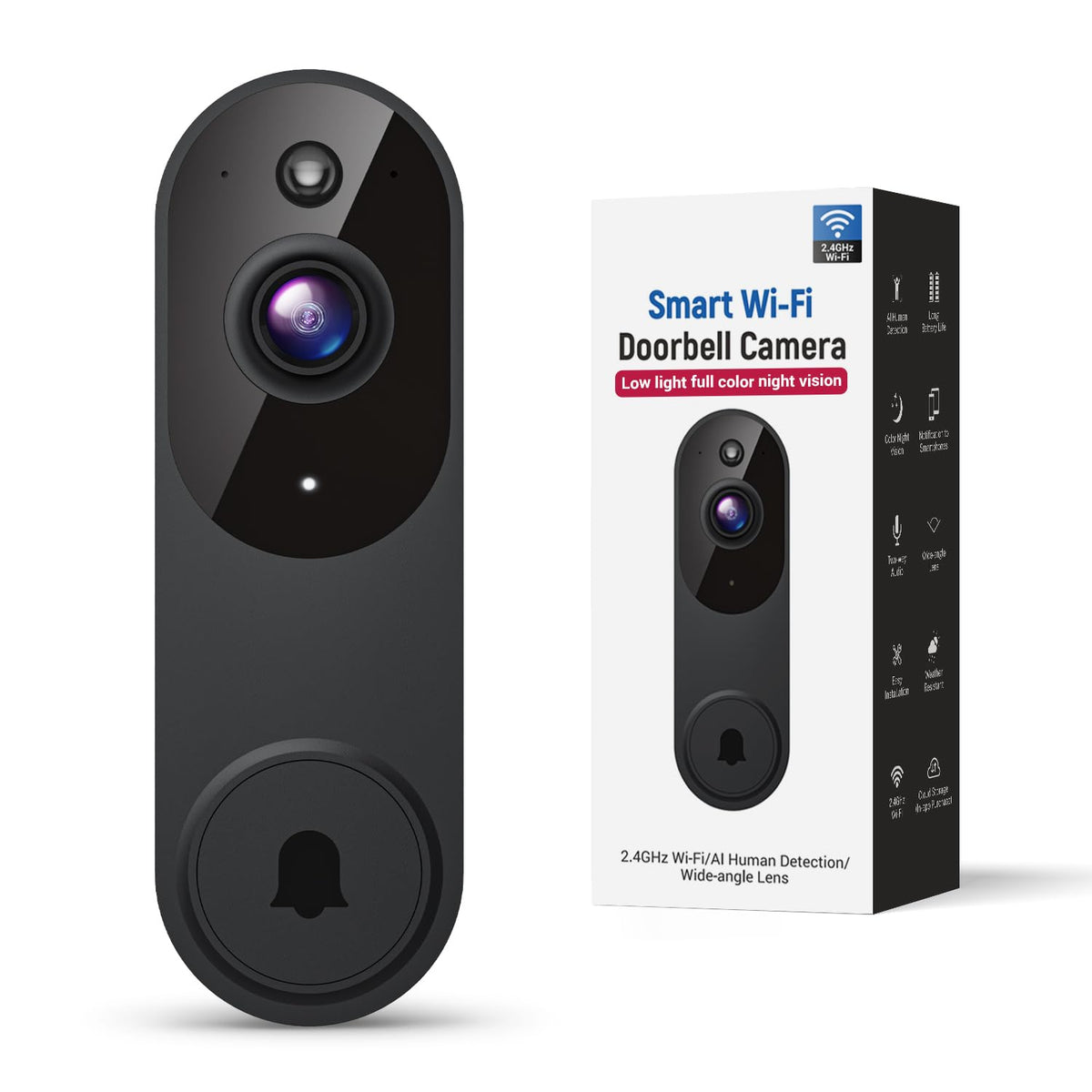 Gridtera Smart Video Doorbell Camera Wireless, Ai Human Detection And Instant Alerts, Night Vision, 2-Way Audio, Battery Powered
