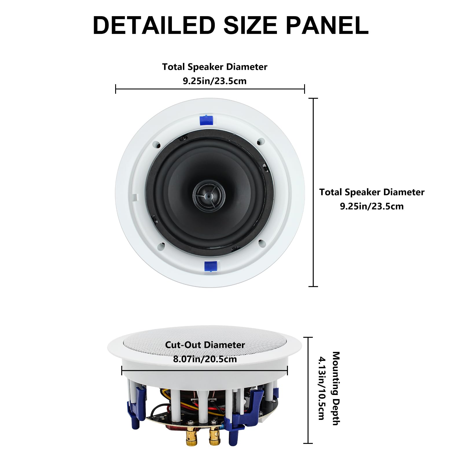 Herdio 6.5 Inch 640 Watts Ceiling Speakers 2 Way Flush Mount Passive Perfect For Office,Kitchen,Living Room,Bathroom(4 Speakers)