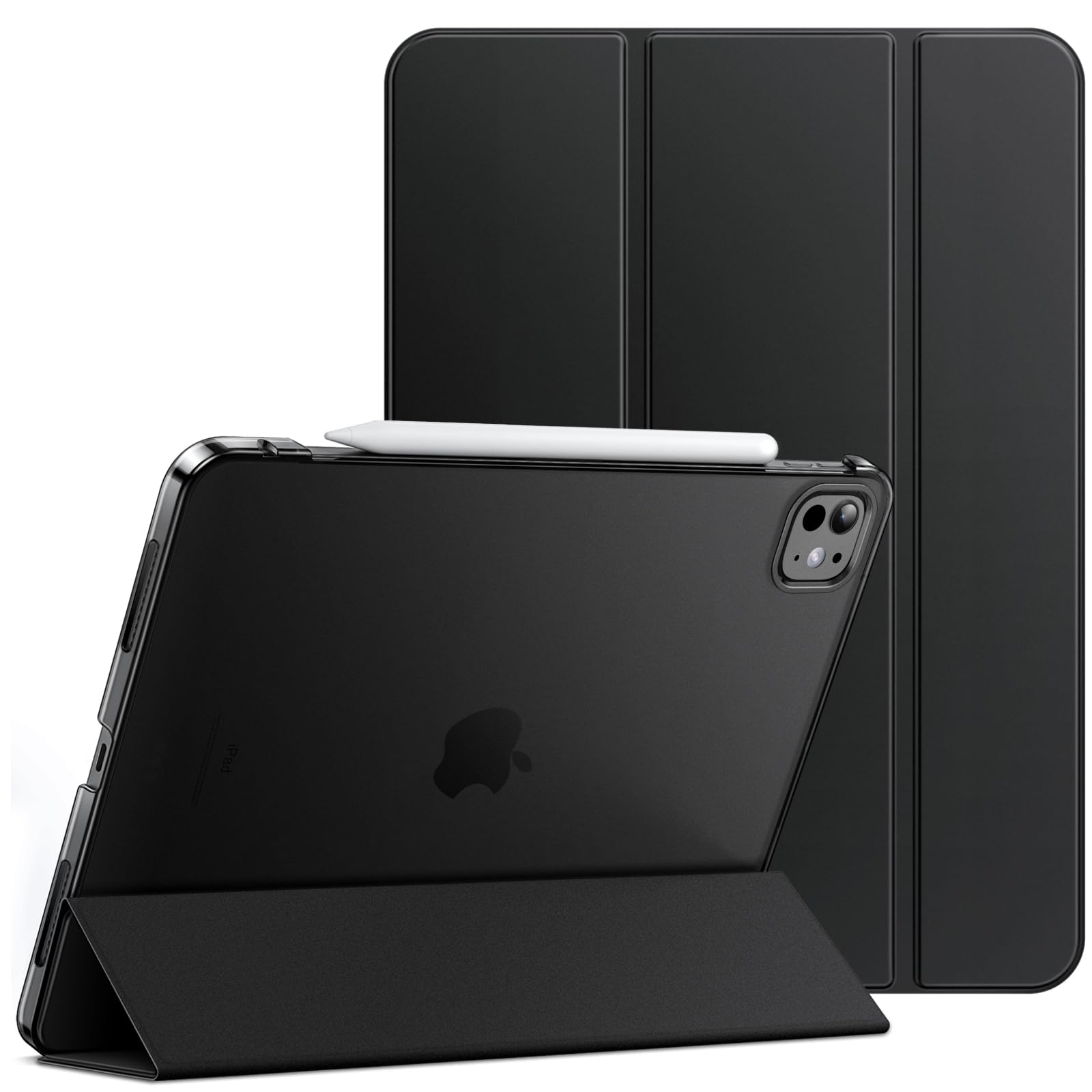 JETech Case for iPad Pro 11-Inch M4 (2024), Slim Stand Hard Back Shell Smart Cover with Auto Wake/Sleep (Black)