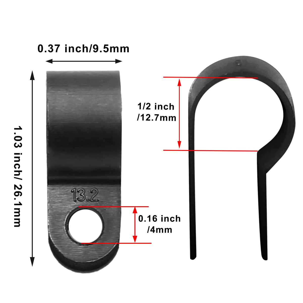 Half Inch R Clip Suiwotin 120Pcs 1/2 Inch R Type Cable Clamps, Nylon Wire Cable Clips W ...