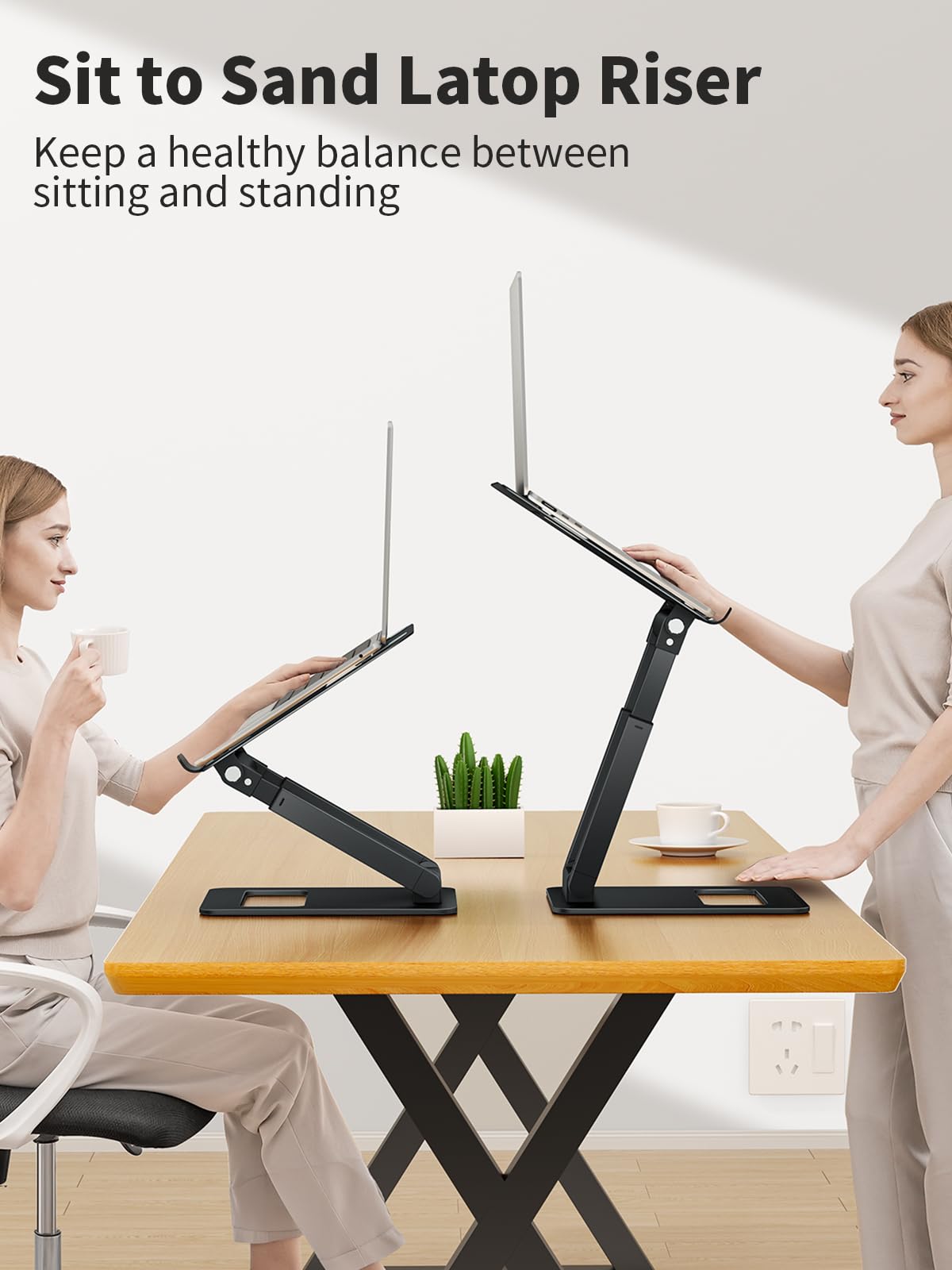 Tounee Laptop Stand For Desk Adjustable Height, Telescopic 360 Rotating Pull Out Design Ergonomic Laptop Riser Fits All Macbook,
