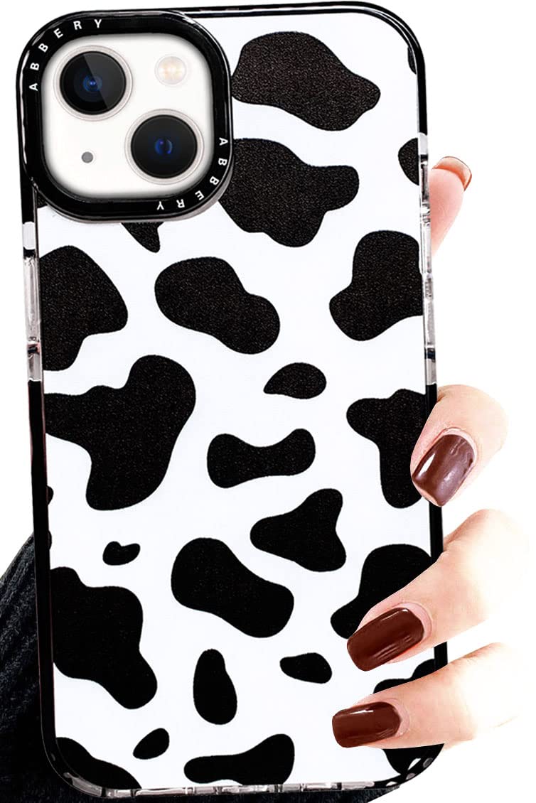 Abbery Designed For Iphone 13 Mini Case Cow Print, Clear With Design Cow Pattern Cute Silicone Tpu Sturdy Shockproof Protective