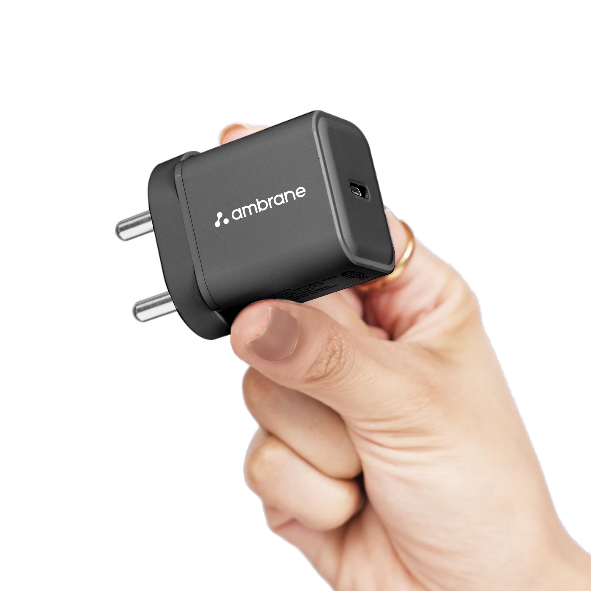 Ambrane 20W Type C Mobile Charger Adapter, Fast Charging for Android, iPhone 15/14/13/12/11/X & Pro, Max Series, Google Pixel & 