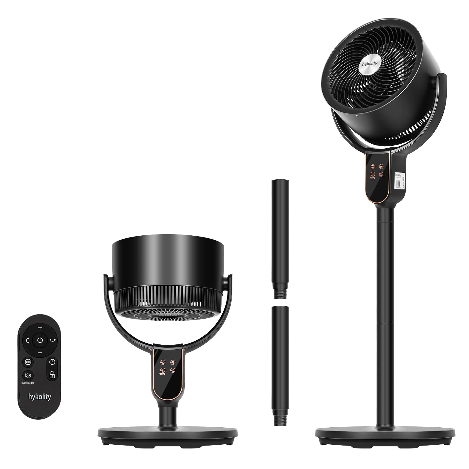 hykolity Fan for Bedroom, 90+70 Omnidirectional Oscillating Standing Fan, 3 in 1 Pedestal & Tabletop fan, Quiet Floor Fan with R