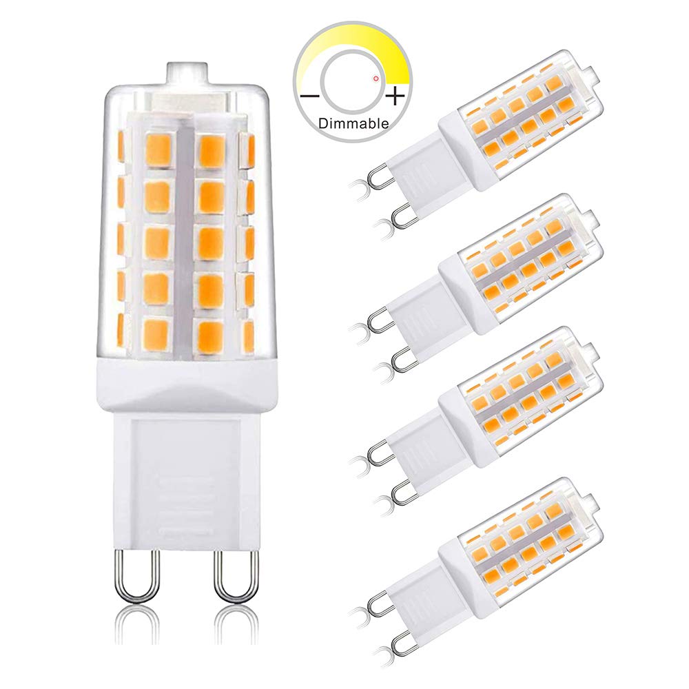 Aiplamp G9 Led Bulb Dimmable T4 G9 Base Bulbs, 2700K Soft White Light Equivalent To 25W 40W Halogen Bulbs, 4W 450Lm 120V Ac No F