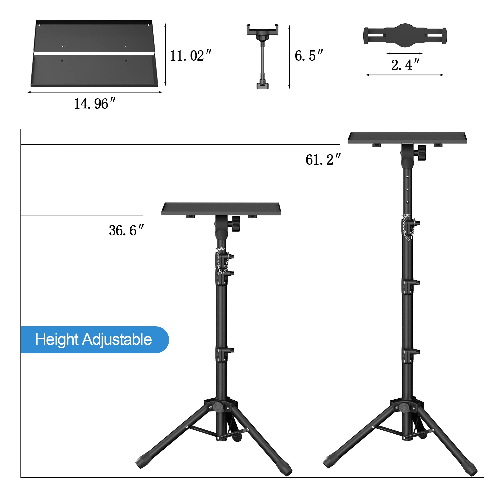 Facilife 63'' Tall Projector Stand Tripod,Laptop Tripod Projector Stand Adjustable Height 22 To 63 Inches, Projector Tripod Stan