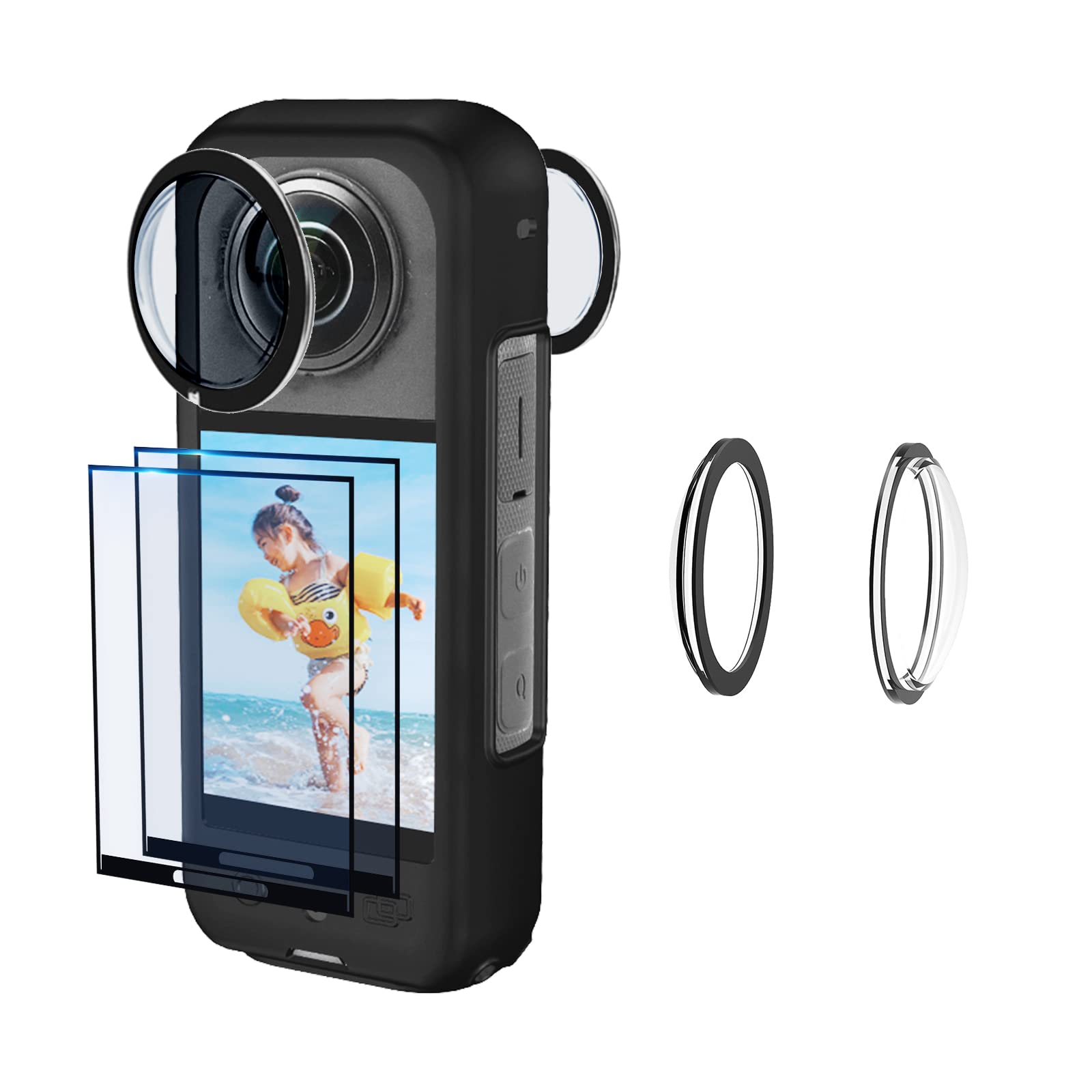 Jzw Shop For Insta 360 X3 Lens Guards With Screen Protector, Tempered Glass Screen Protector For Insta 360 X3 Accessories 9H Har