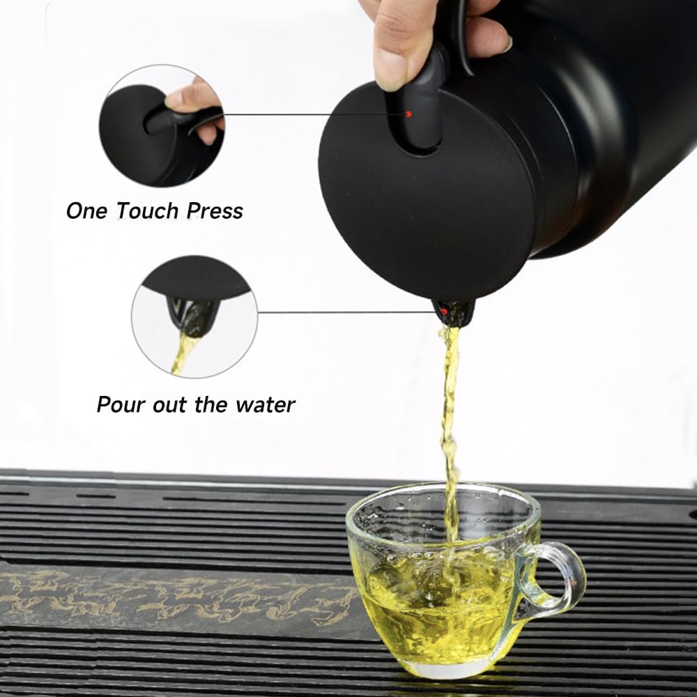 34Oz Thermal Coffee Carafe,Tea Pot 316 Stainless Steel, Double Wall Vacuum Coffee Carafe | Hot & Cold Retention | Bpa Free (Blac
