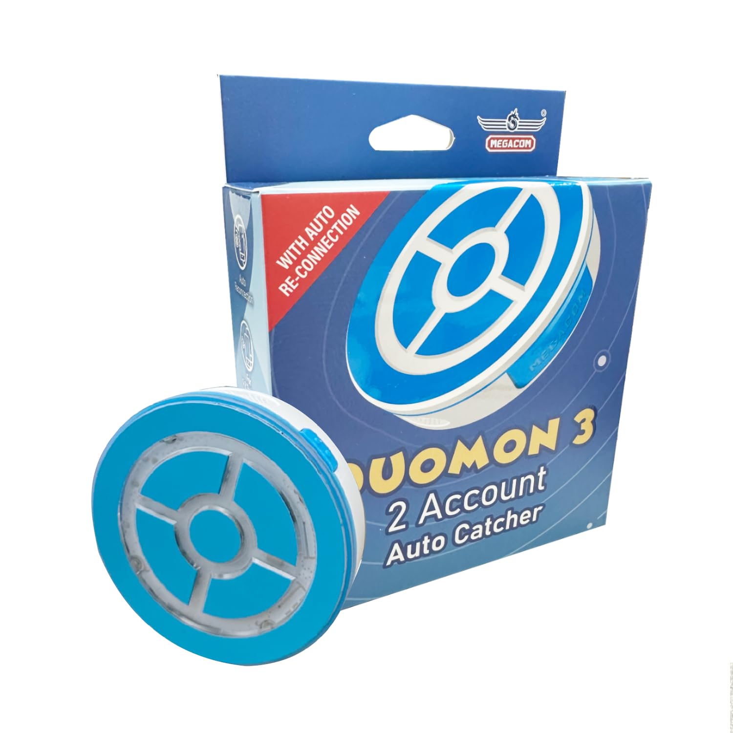 Megacom DuoMon3 1P/2P Auto Catcher, Rechargeable Pocket Auto Collecting Device with Adjustable Lights, Sound Notifications and O
