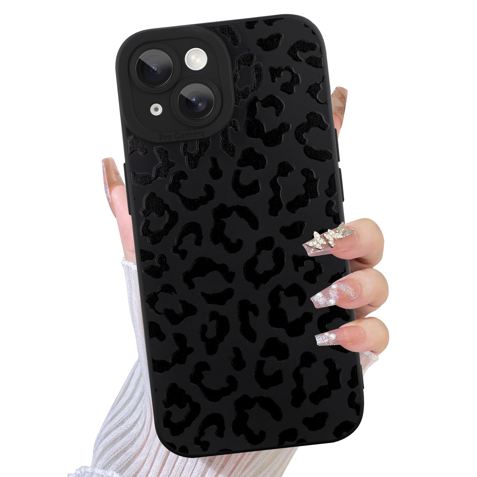 TEAUGHT Compatible with iPhone 14 Case Cute Pattern White Leopard Print Cheetah Shockproof Silicone Phone Cover for Girls Women 