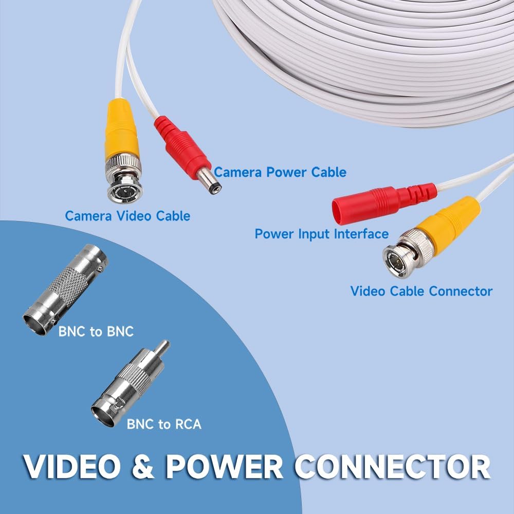 Anlink 4 Pack 100Ft/30M All In One Video Power Cables, Bnc Extension Surveillance Camera Wires For Cctv Security Dvr System Inst