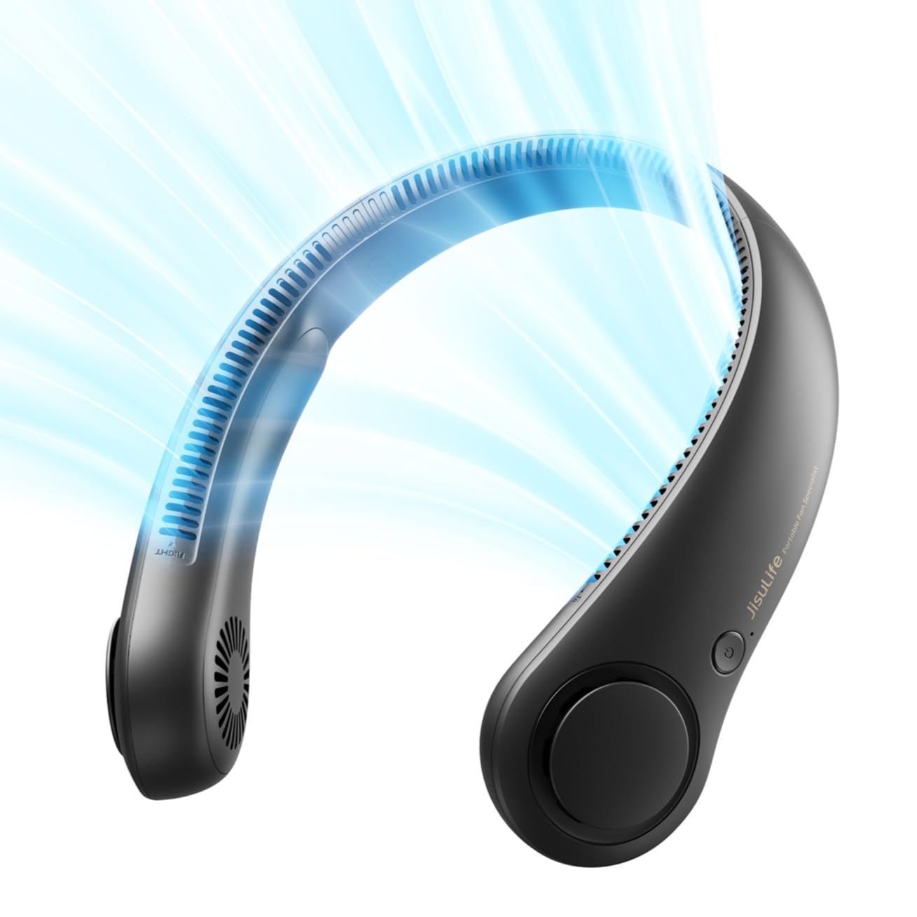 Jisulife Portable Neck Fan, Hands Free Bladeless Fan, 5 Speeds, 4000 Mah Battery Operated Wearable Personal Fan, Twistable, Rech