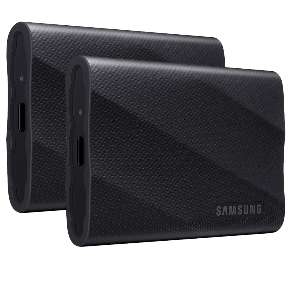 SAMSUNG MU-PG2T0B T9 2TB Portable SSD, USB 3.2 Gen 2x2, Black (2-Pack)