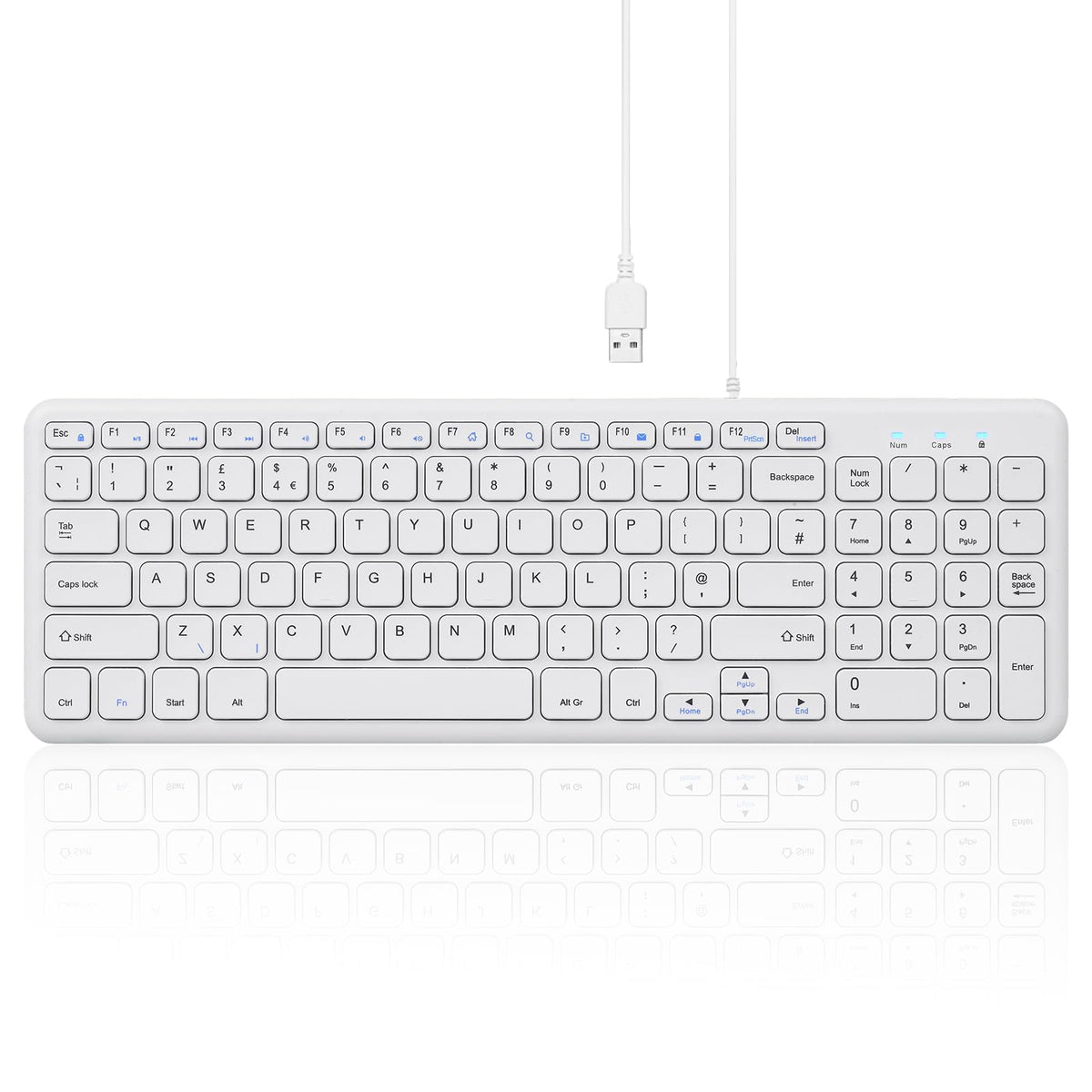 Perixx Periboard 213W Wired Quiet Usb Scissor Keyboard   14.45X4.76X0.70 Inches   Compact Design With Number Pad   White   Us En