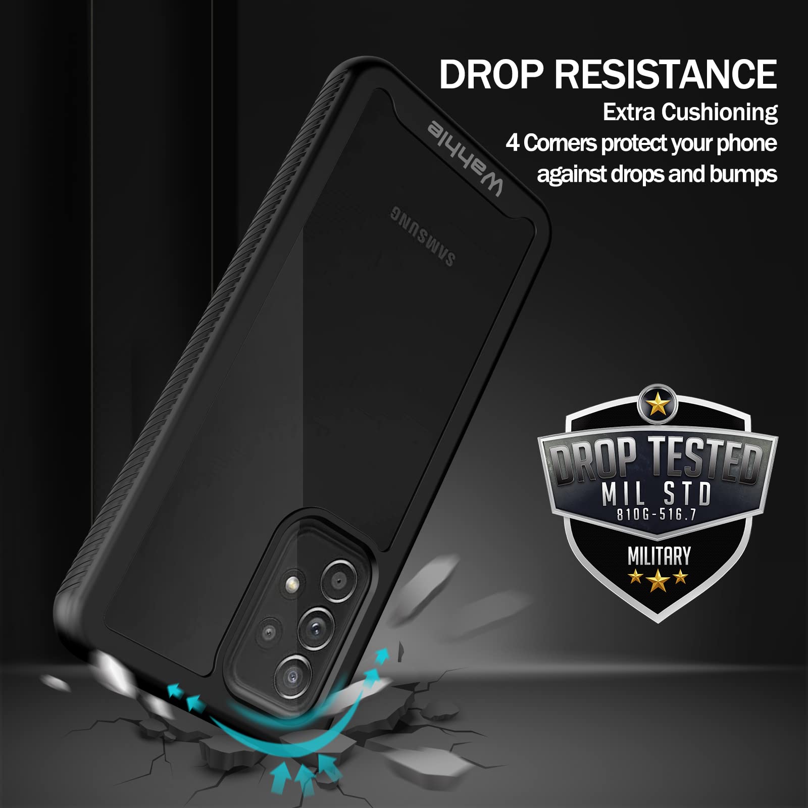 Wahhle Compatible With Samsung A53 5G Case, Built In Screen Protector Full Body Shockproof Slim Fit Bumper Protective Phone Cove