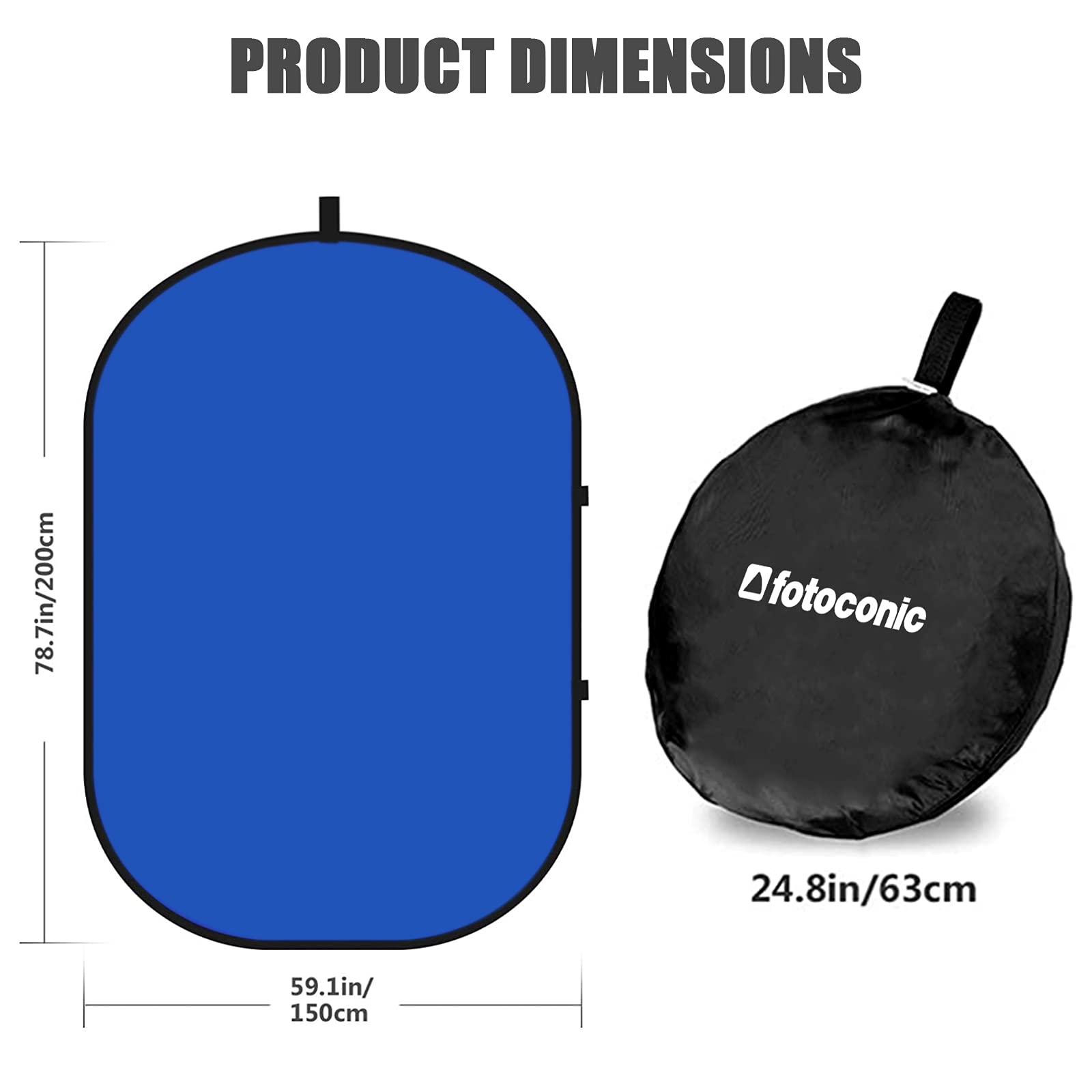 Fotoconic Chromakey Blue/Gray Screen Collapsible Backdrop, 5'X7'/150X200Cm Chroma Key Double Sided Pop Out Twist Background, Fol