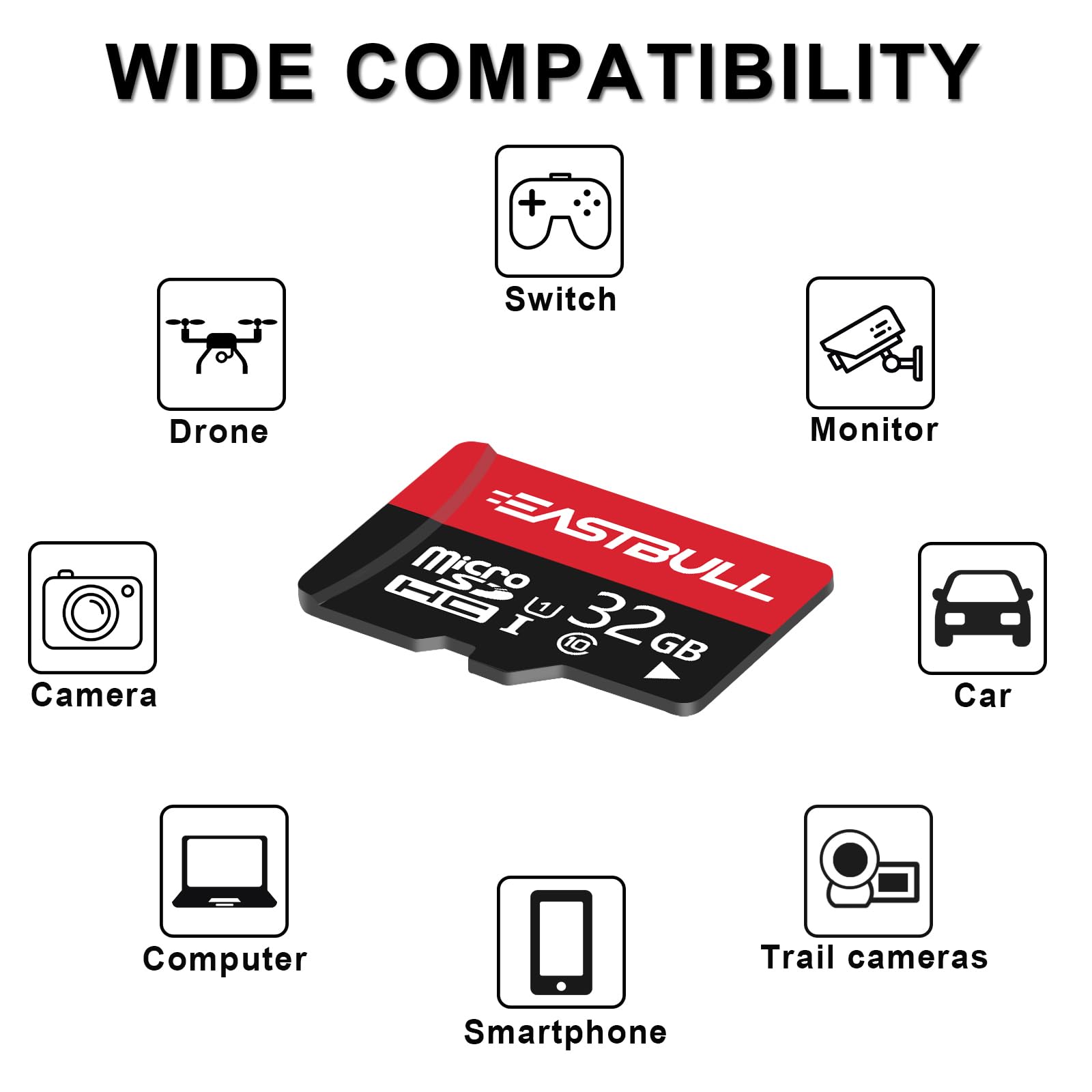 32Gb 10 Pack Of Micro Sd Cards, Eastbull Sd Memory Cards 32Gb Sd Cards Pack Full Hd Video 90Mb/S Uhs I U1 Micro Sdhc Class 10 Fo