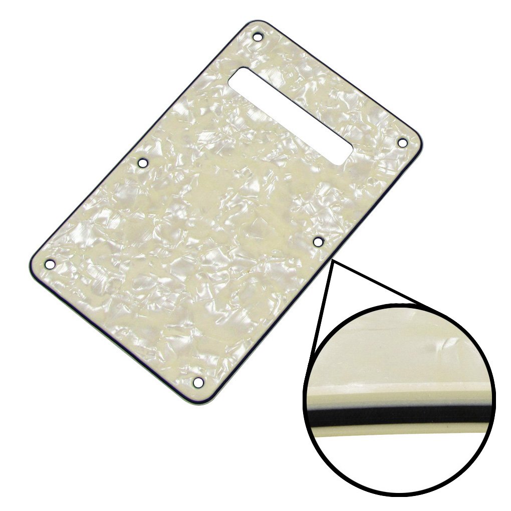 Fleor Sss 8 Hole Vintage Strat Pickguard Guitar Back Plate With Screw For Vintage Strat Style Guitar Parts, 4Ply Aged Pearl