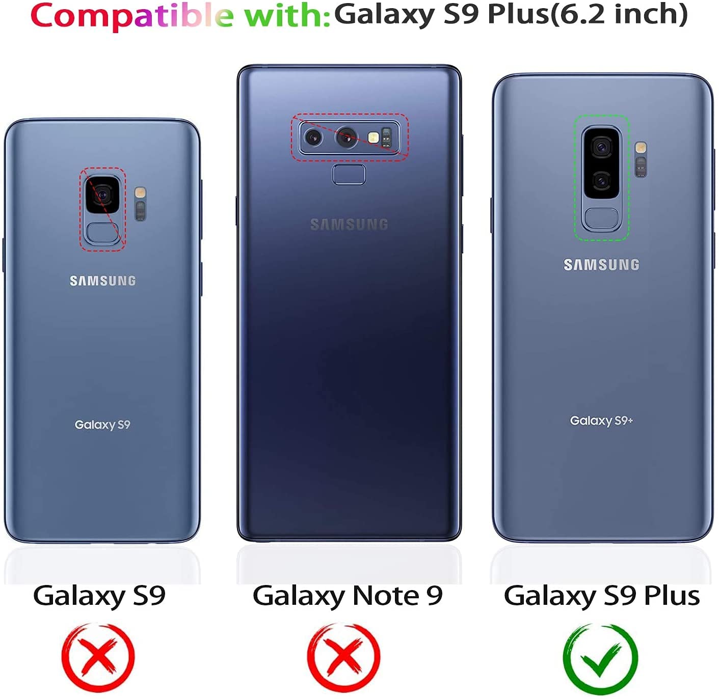 LeYi Samsung Galaxy S9 Plus Phone Case with 2-Pack Screen Protector Ring Kickstand Metal Mint