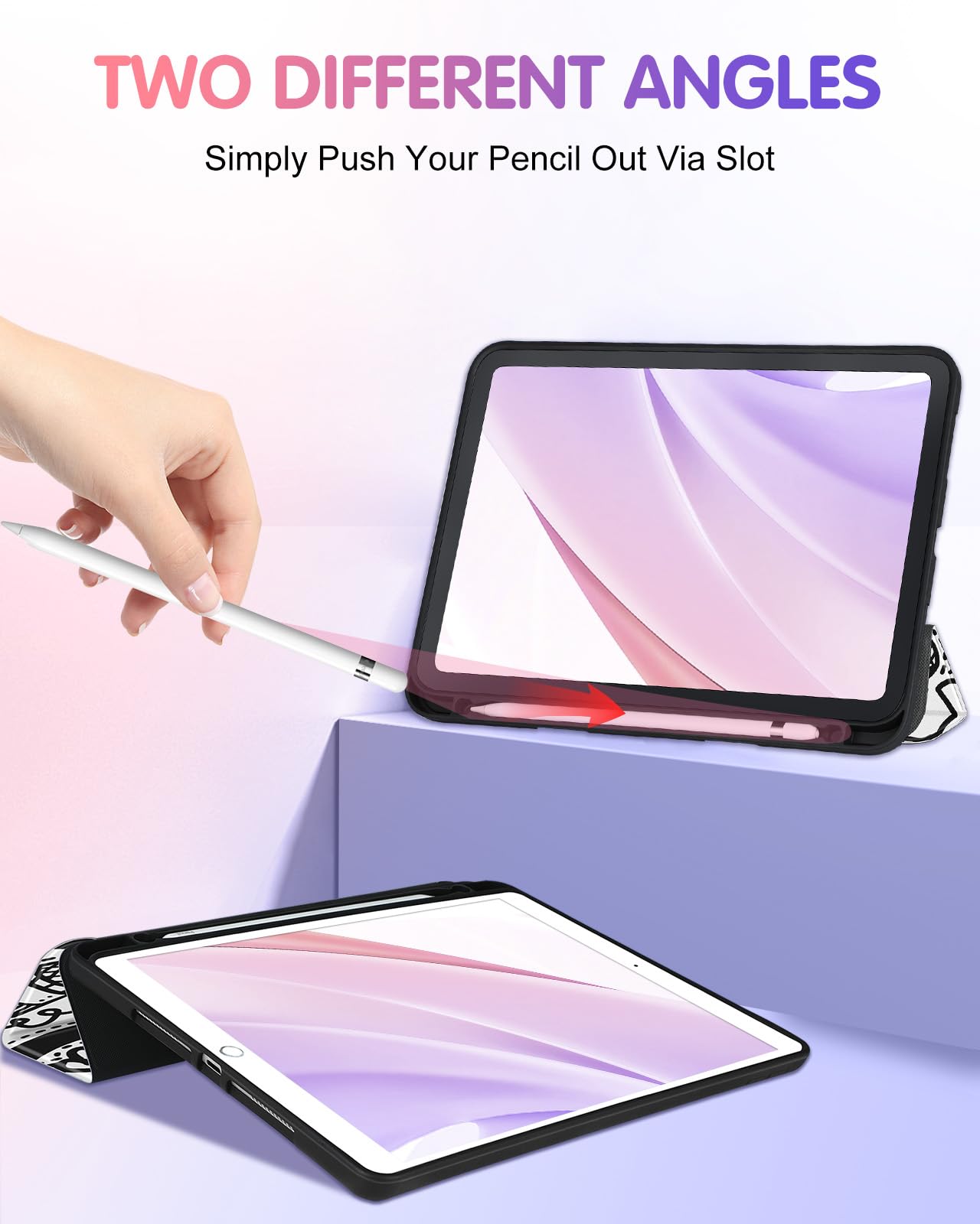 Uppuppy For Ipad 9Th/8Th/7Th Generation Case 10.2 Inch Girls Cute Boys Kids Women Folio Cover Pencil Holder Graffiti Cartoon Coo