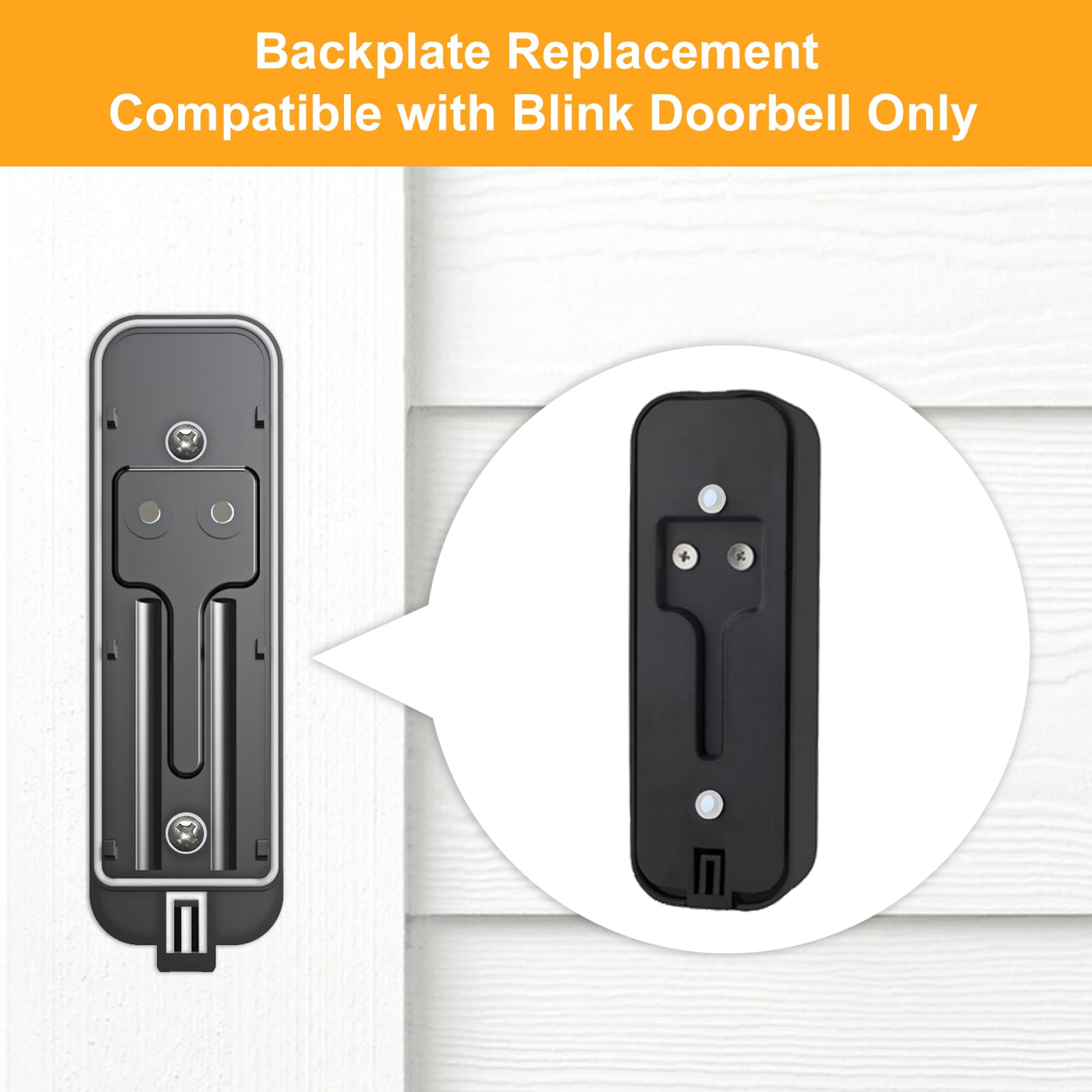 Blink Doorbell Backplate Replacement, Back Plate Part Cover For Blink Video Doorbell With Hooks Accessory(Black)