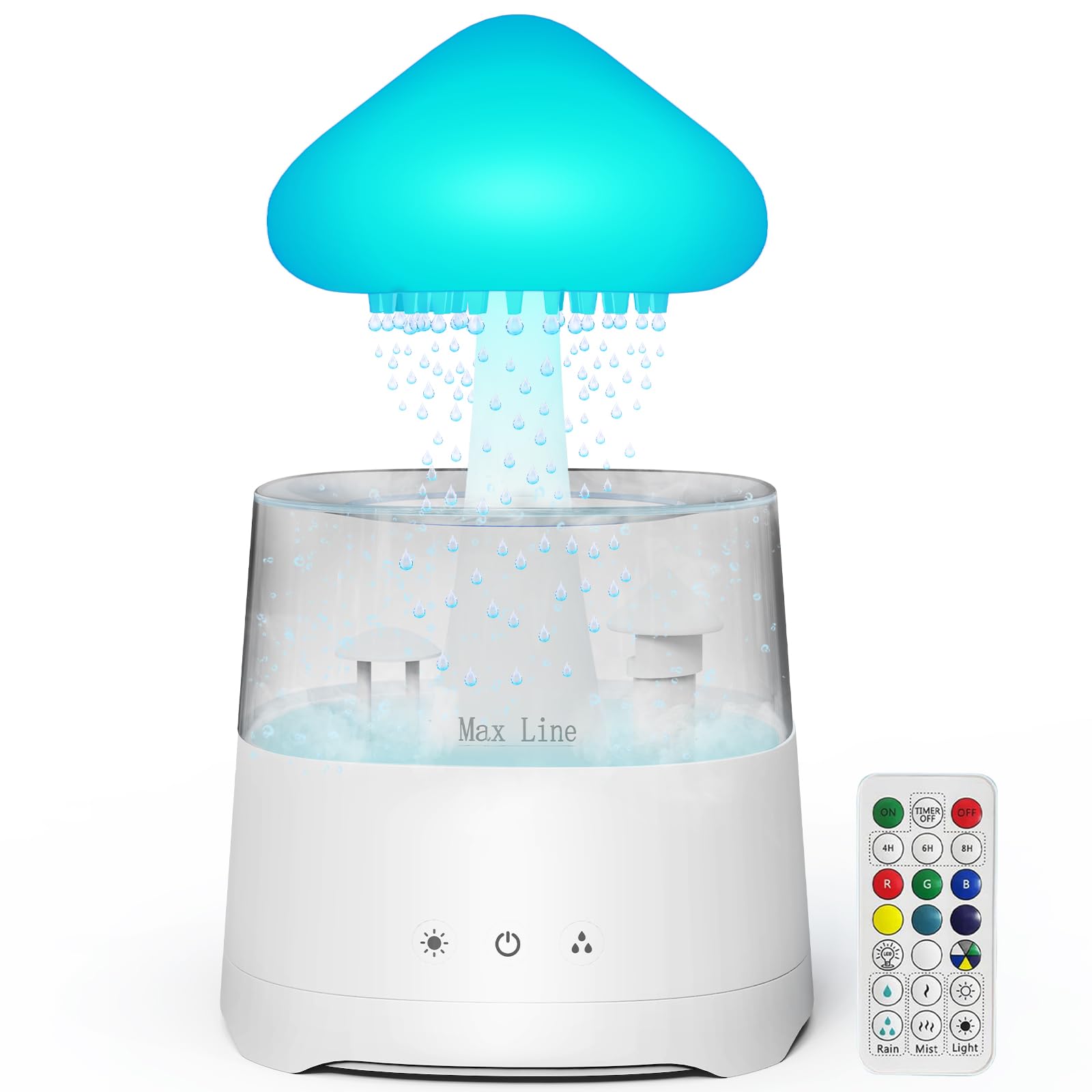 Diffuserlove Cloud Humidifier Rain Water Drip Diffuser Humidifier 450ML with Remote Mushroom Lamp Humidifier Rain Sounds Humidif