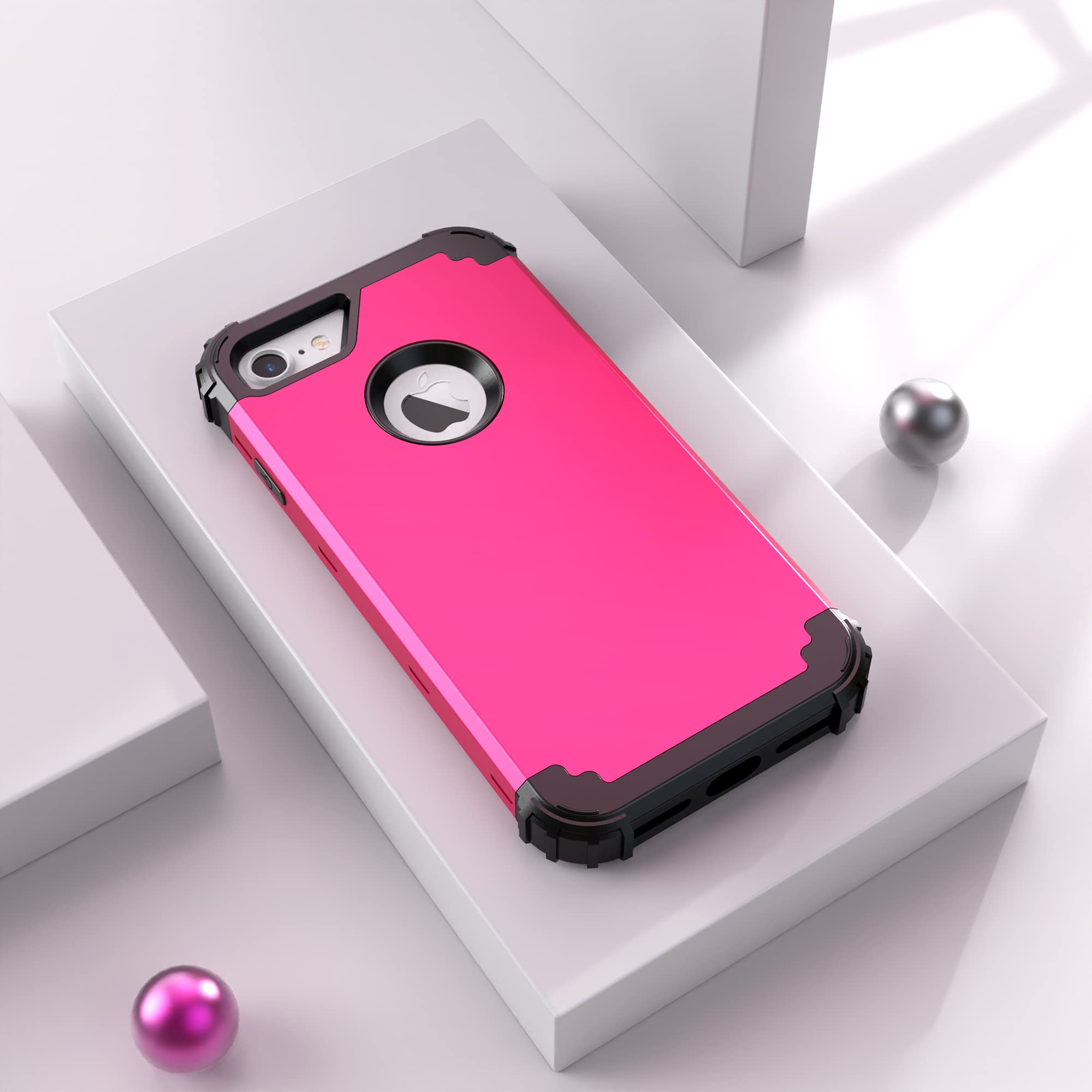 Idweel Iphone 8 Case With Tempered Glass Screen Protector, Iphone 7 Case, 3 In 1 Shock Absorption Durable Heavy Duty Hard Pc Cov