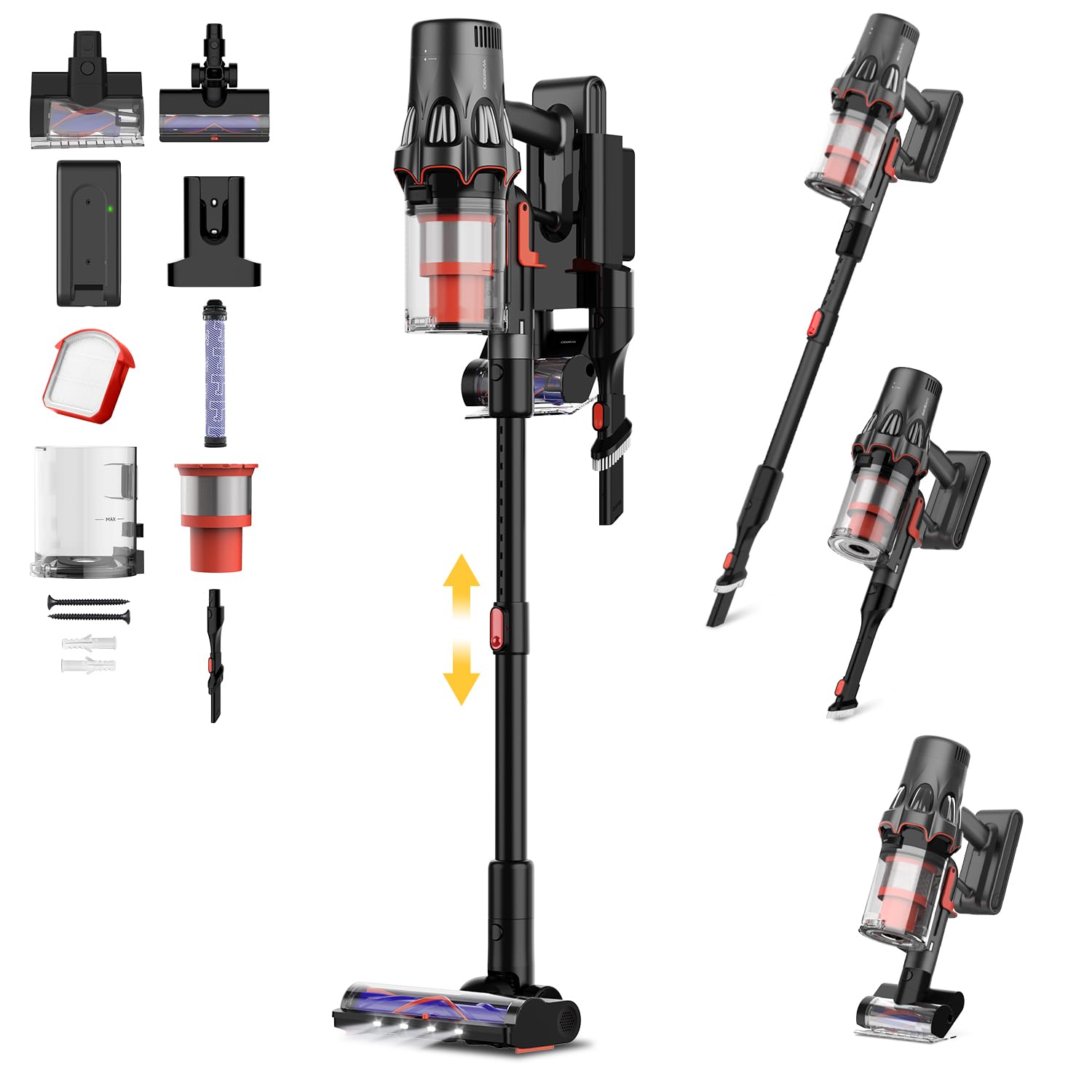 Vacuum Cleaners For Home, 90 Min 270Aw Power 590W Brushless Motor Cordless Stick Vacuum Cleaner With Hepa Filter & Led Display,