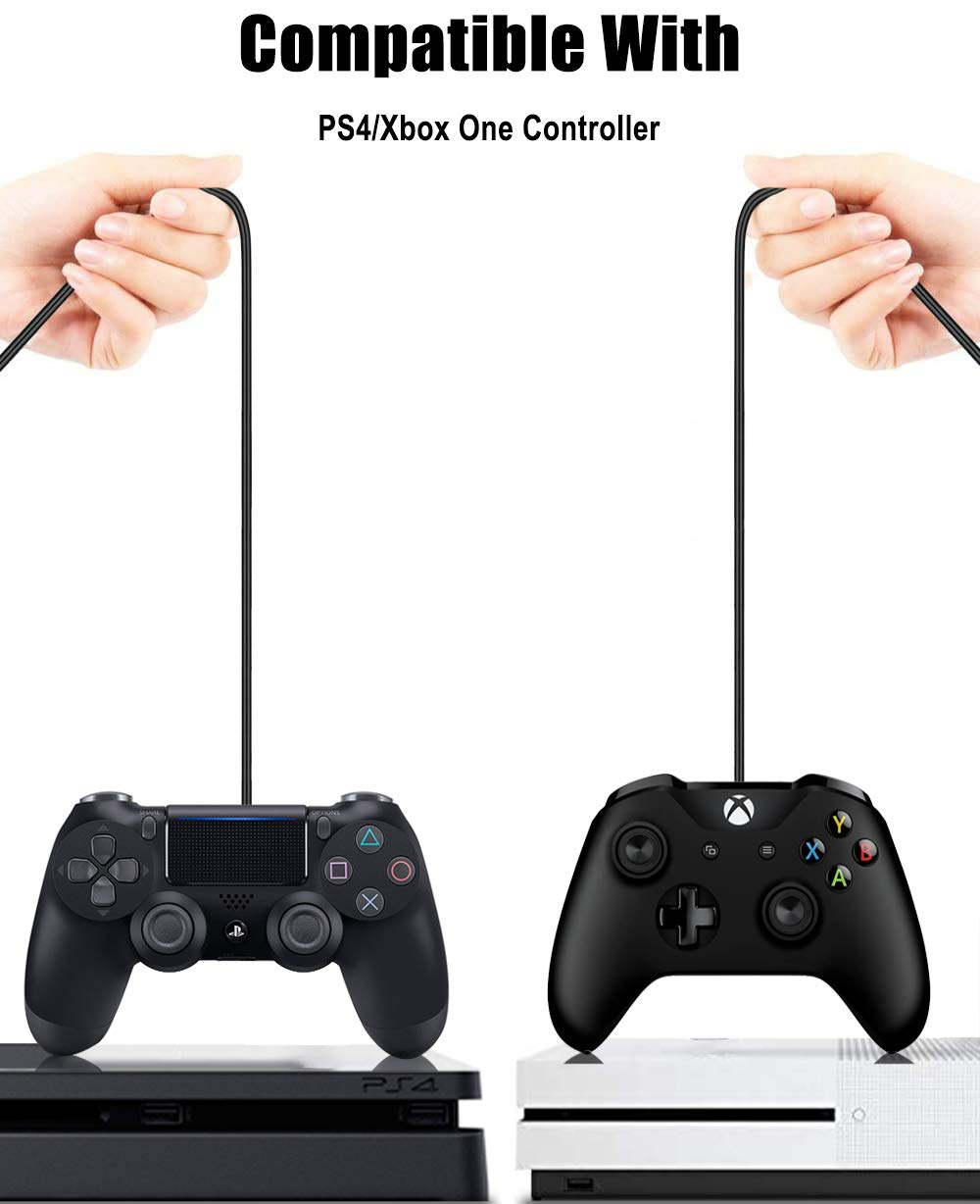 2 Pack 10Ft Ps4 Controller Charger Charging Cable With Magnetic Ring Compatible With Playstation 4/ Dualshock 4/ Ps4 Slim/Pro Wi