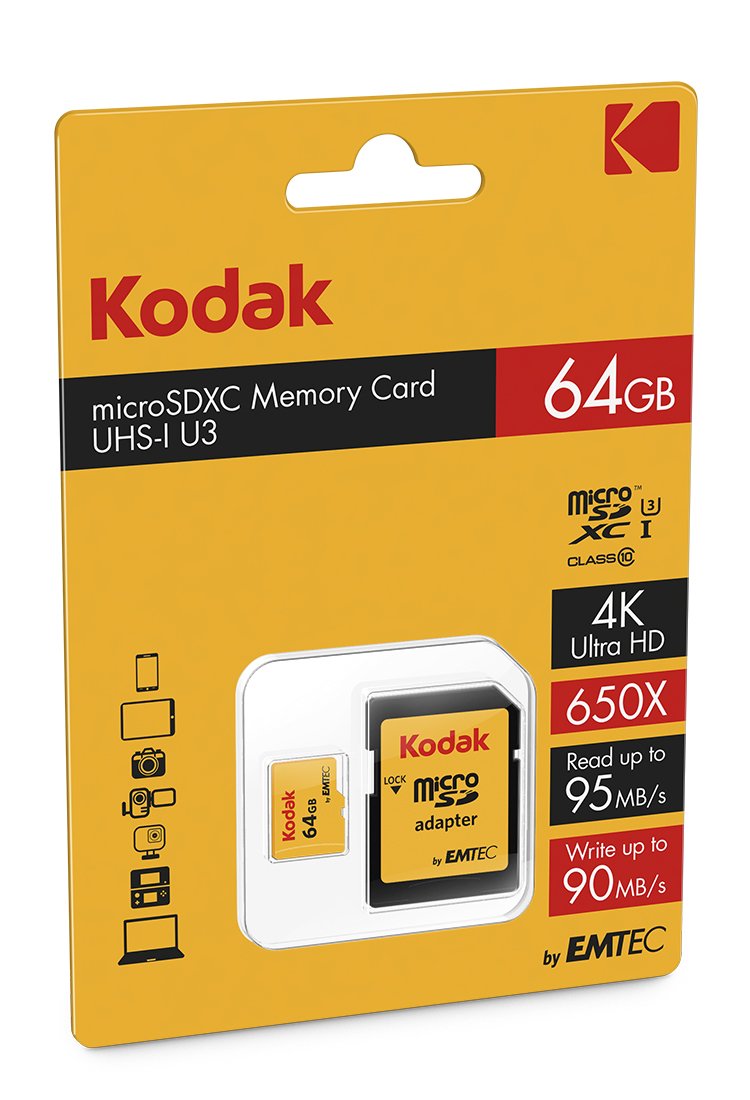 Kodak 64Gb Uhs I U3 V30 A1 Extra Performance Microsd With Adapter   Read Speed 95Mb/S Max   Write Speed 85Mb/S   Additional Stor