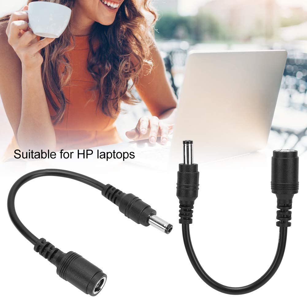 Ashata 2Pcs 7.4X5.0Mm Female To 5.5X2.5Mm Male Dc Power Extension Cable For Hp Laptop, Fast Transfer, Black