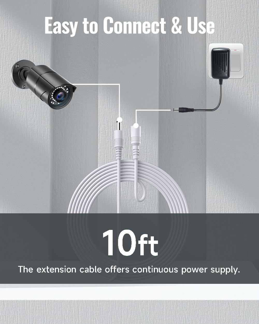 2 Pack 10Ft 3M Power Extension Cable, 5.5Mm X 2.1Mm Dc Extension Cord, Compatible With Universal 12V Dc Adapter Cord Or Wall Cha