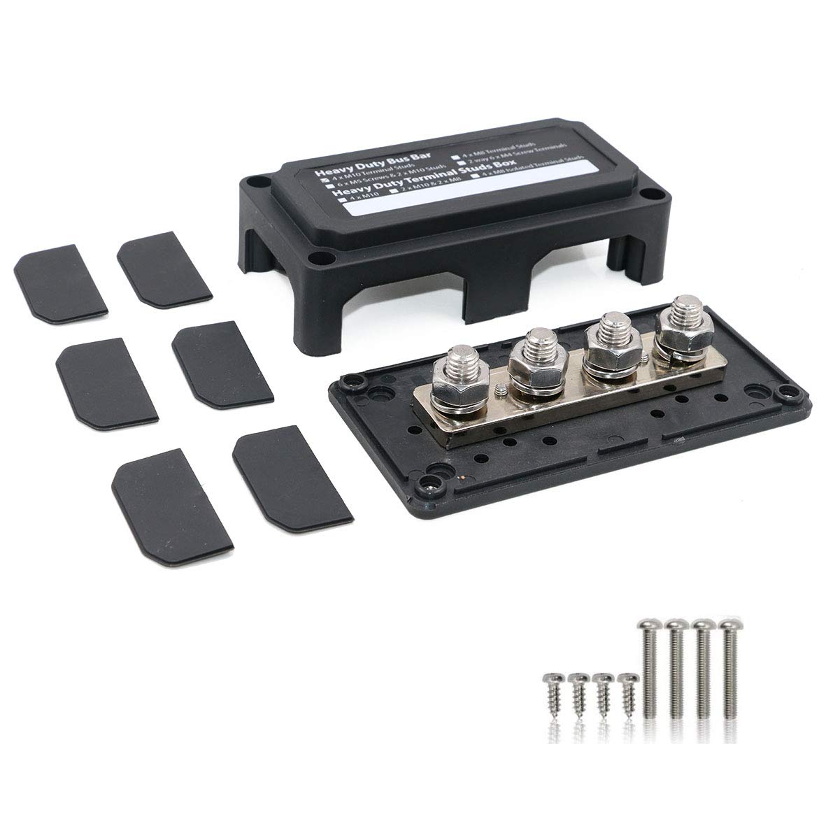 Gloaso 48V 300A Bus Bar 4X 3/8   (M10) Posts Terminals Blocks For High Voltage And Current For Car Marine Boat Rv Solar Applicat