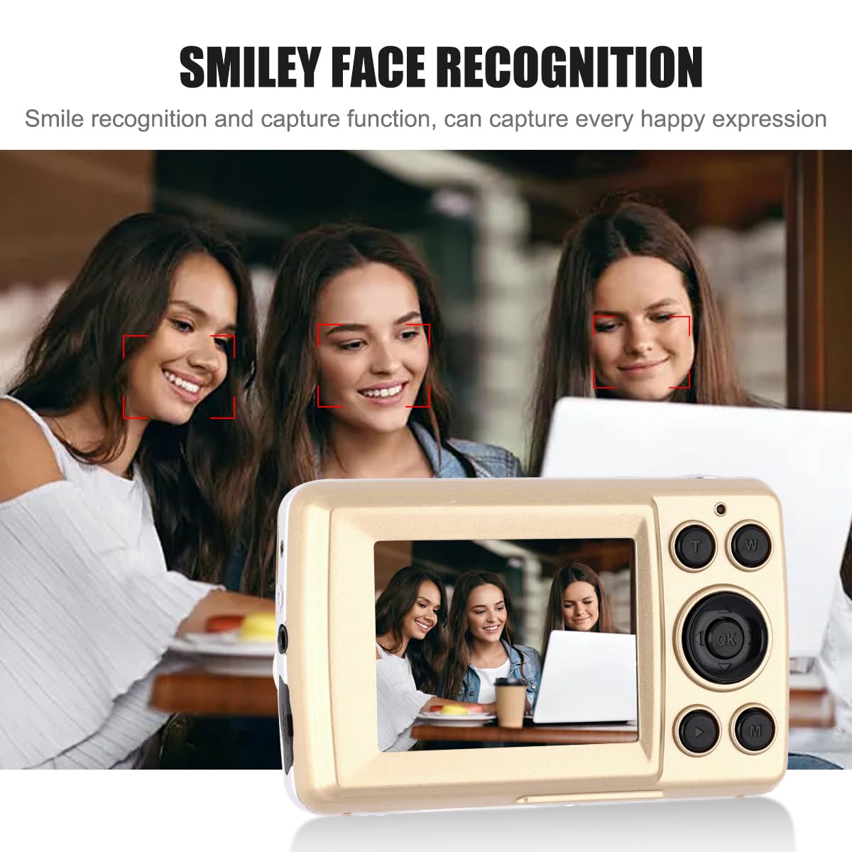 Acuvar 16Mp Megapixel Compact Digital Photo And Video Camera With 2.4'' Lcd Screen, Mic Input And Usb Media Transfer (Gold)