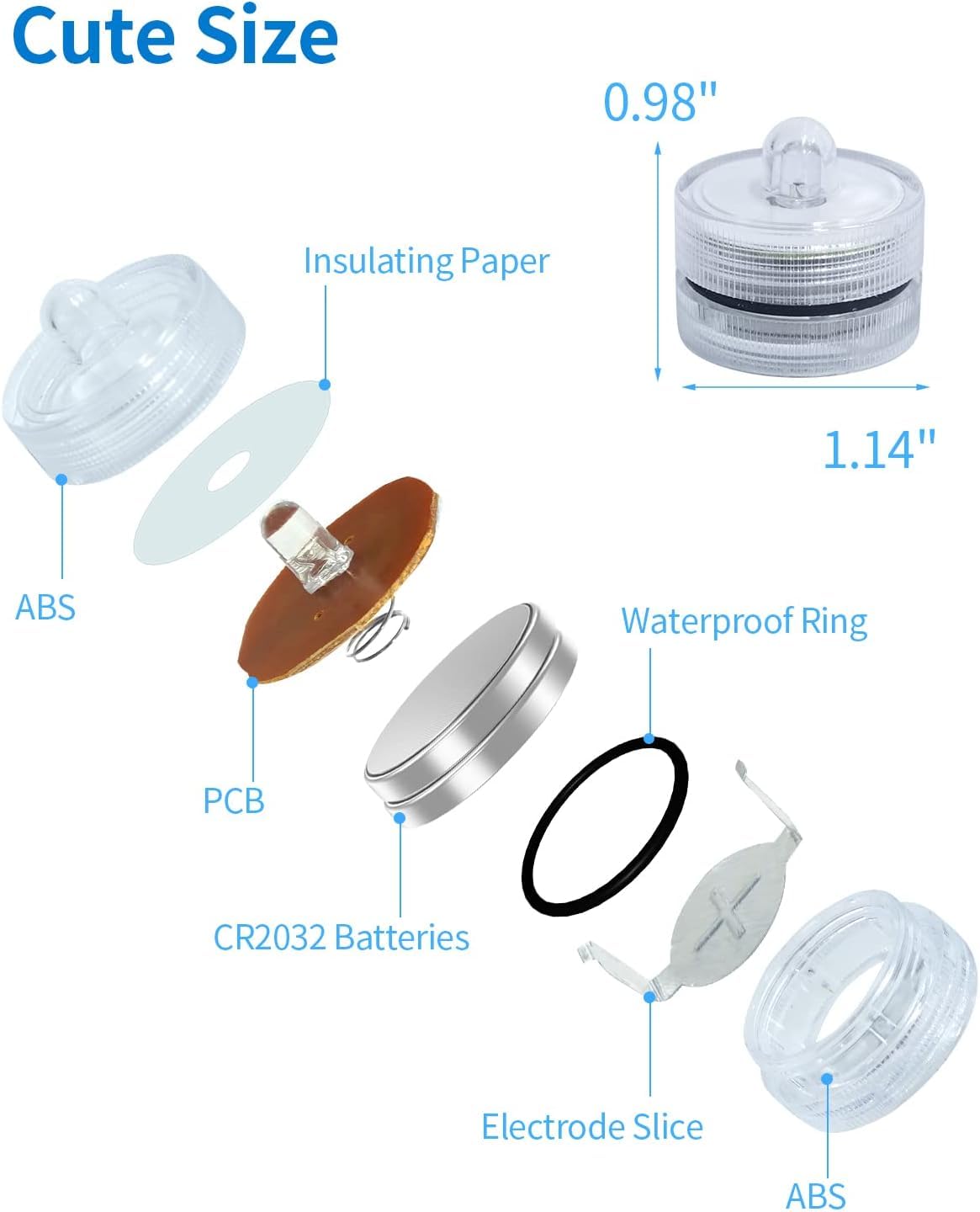 Shymery Submersible Led Lights,24 Pack Waterproof Tea Lights,White Led Tea Lights,Battery Powered Waterproof Led Lights For Vase